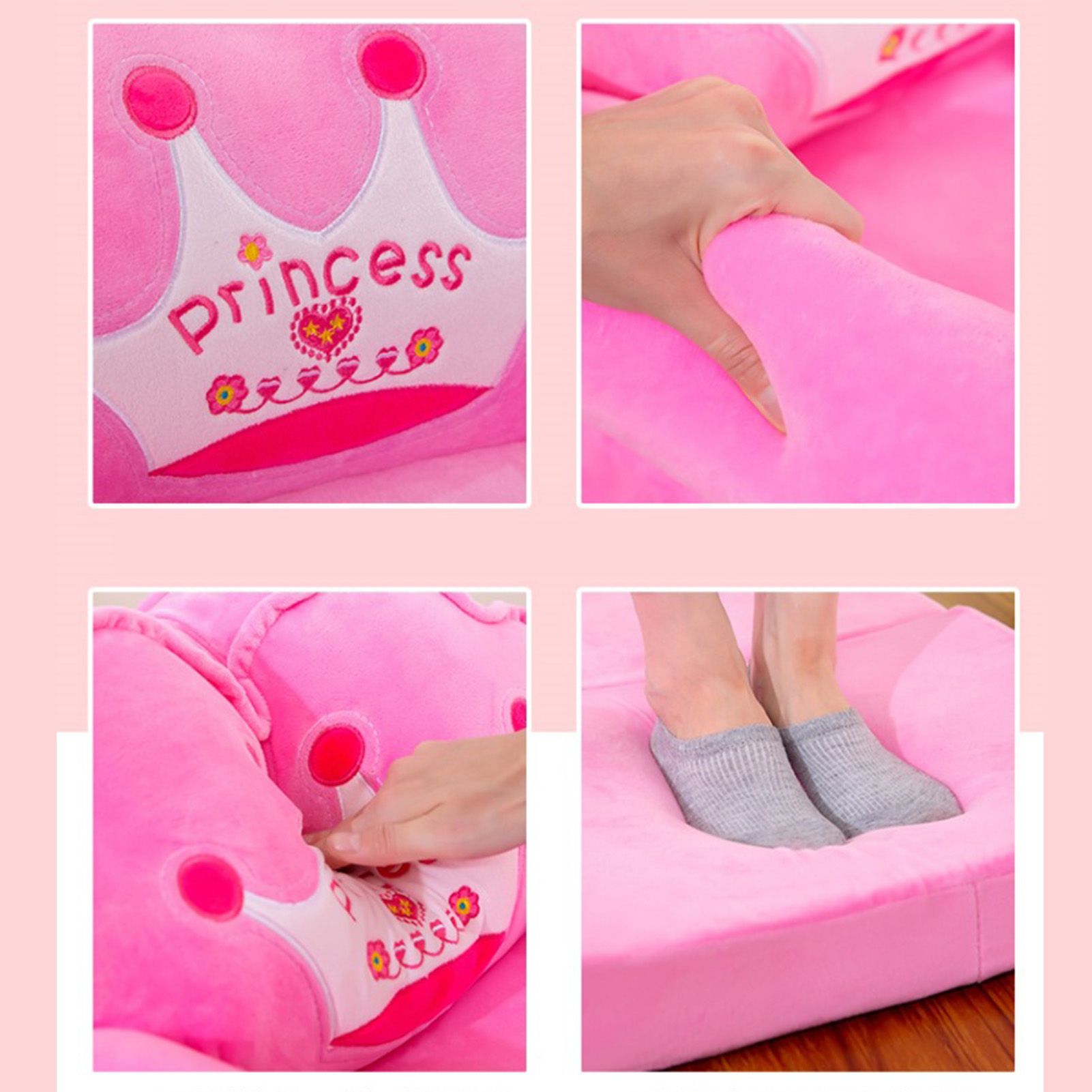 Foldable Kids Sofa Plush Soft Cute Cartoon Children Couch Bed with Armrests view 5