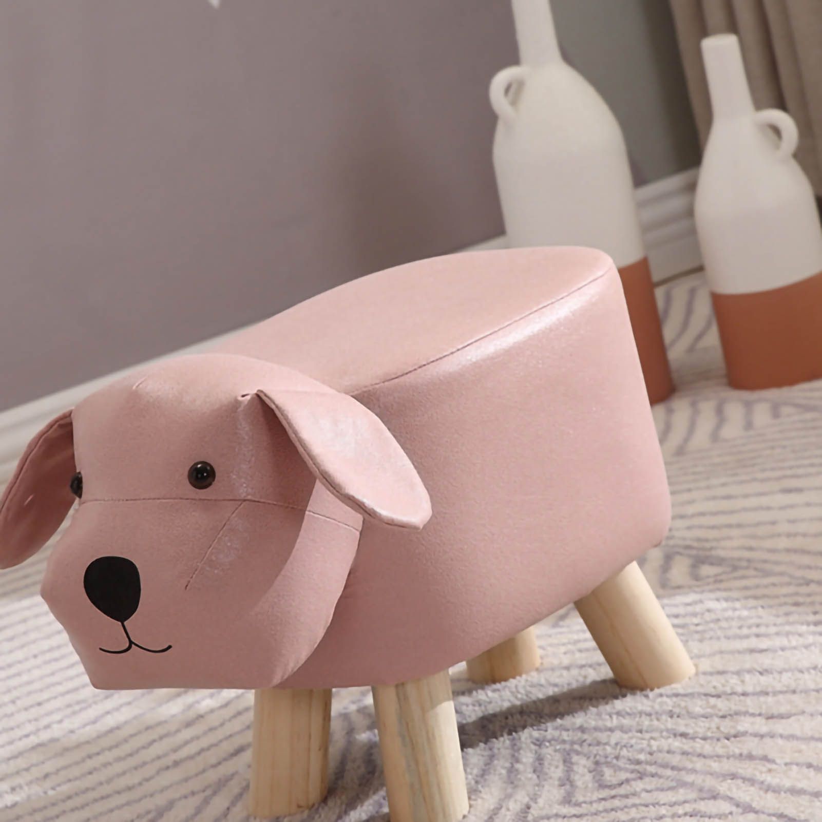 Children Wooden Low Stools Cute Cartoon Children Stool Small Dog Shape Stool view 4