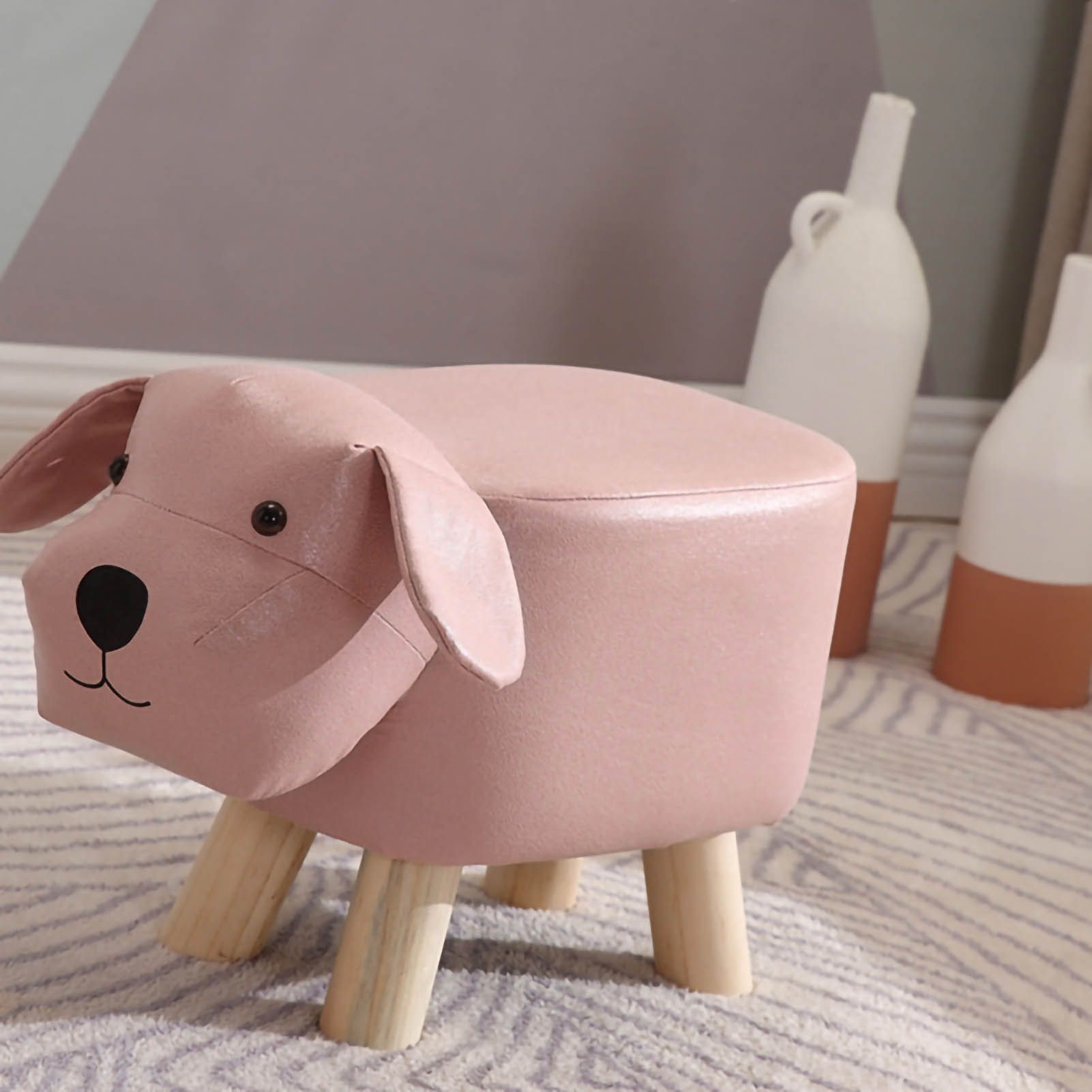 Children Wooden Low Stools Cute Cartoon Children Stool Small Dog Shape Stool view 5