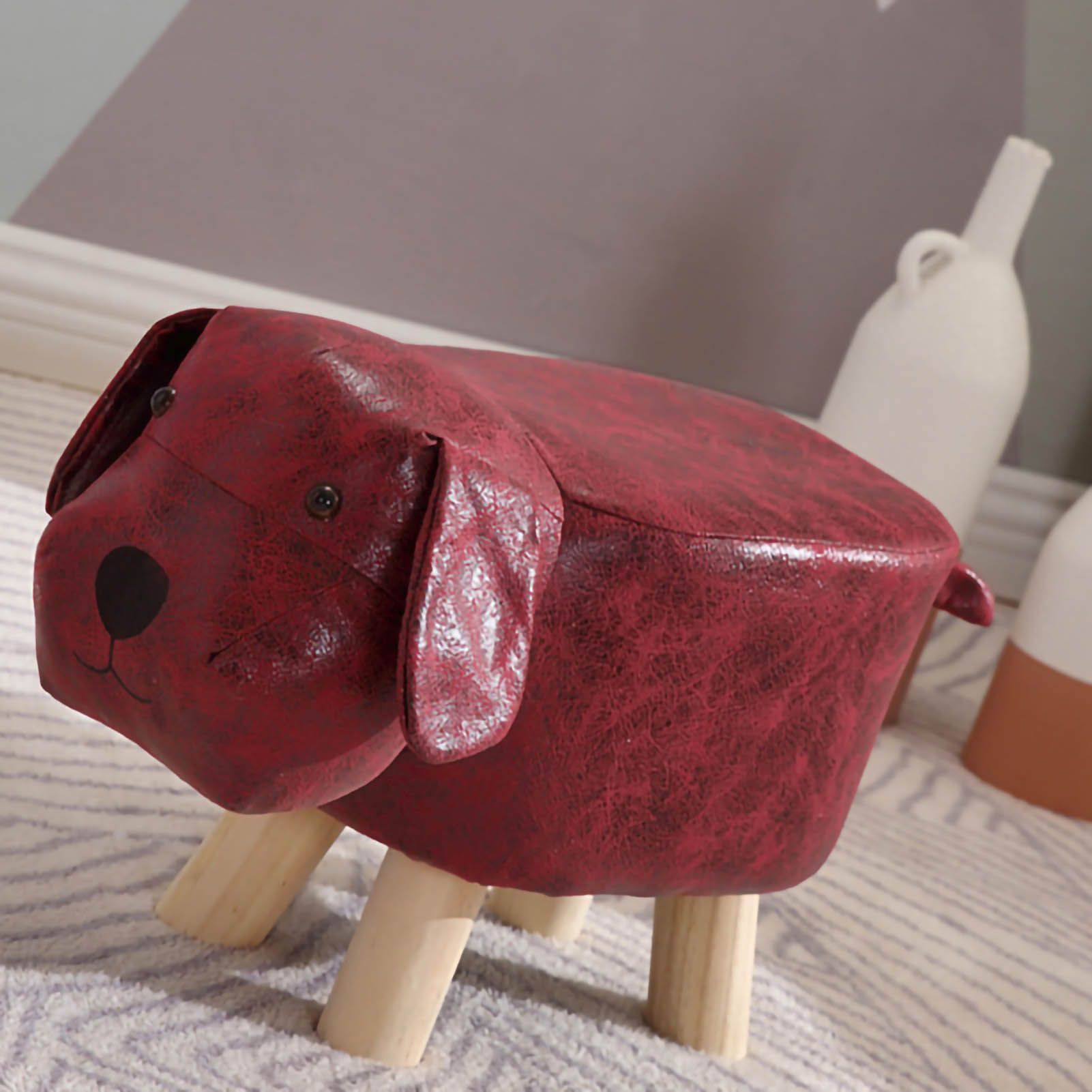 Children Wooden Low Stools Cute Cartoon Children Stool Small Dog Shape Stool view 2
