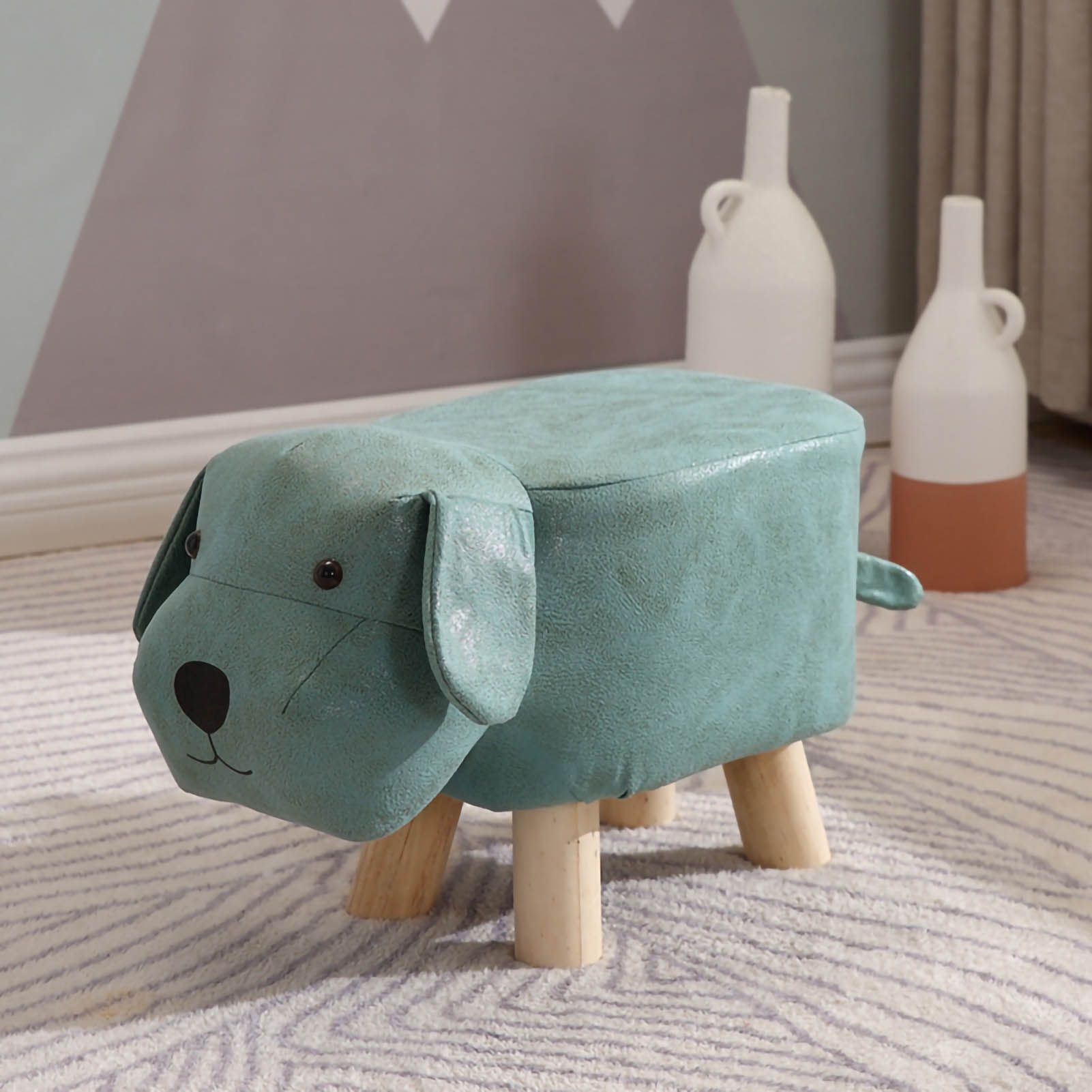 Children Wooden Low Stools Cute Cartoon Children Stool Small Dog Shape Stool