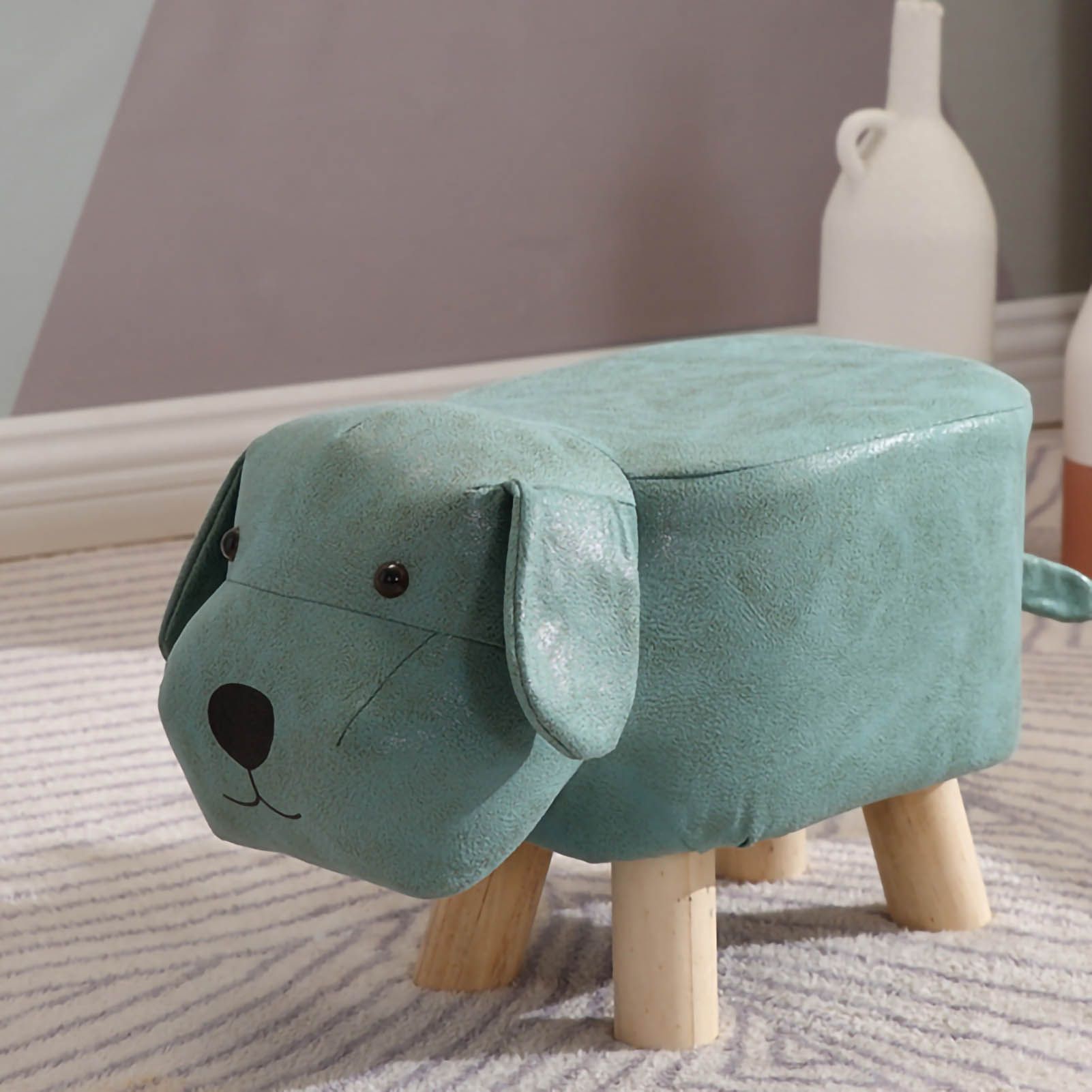 Children Wooden Low Stools Cute Cartoon Children Stool Small Dog Shape Stool view 4
