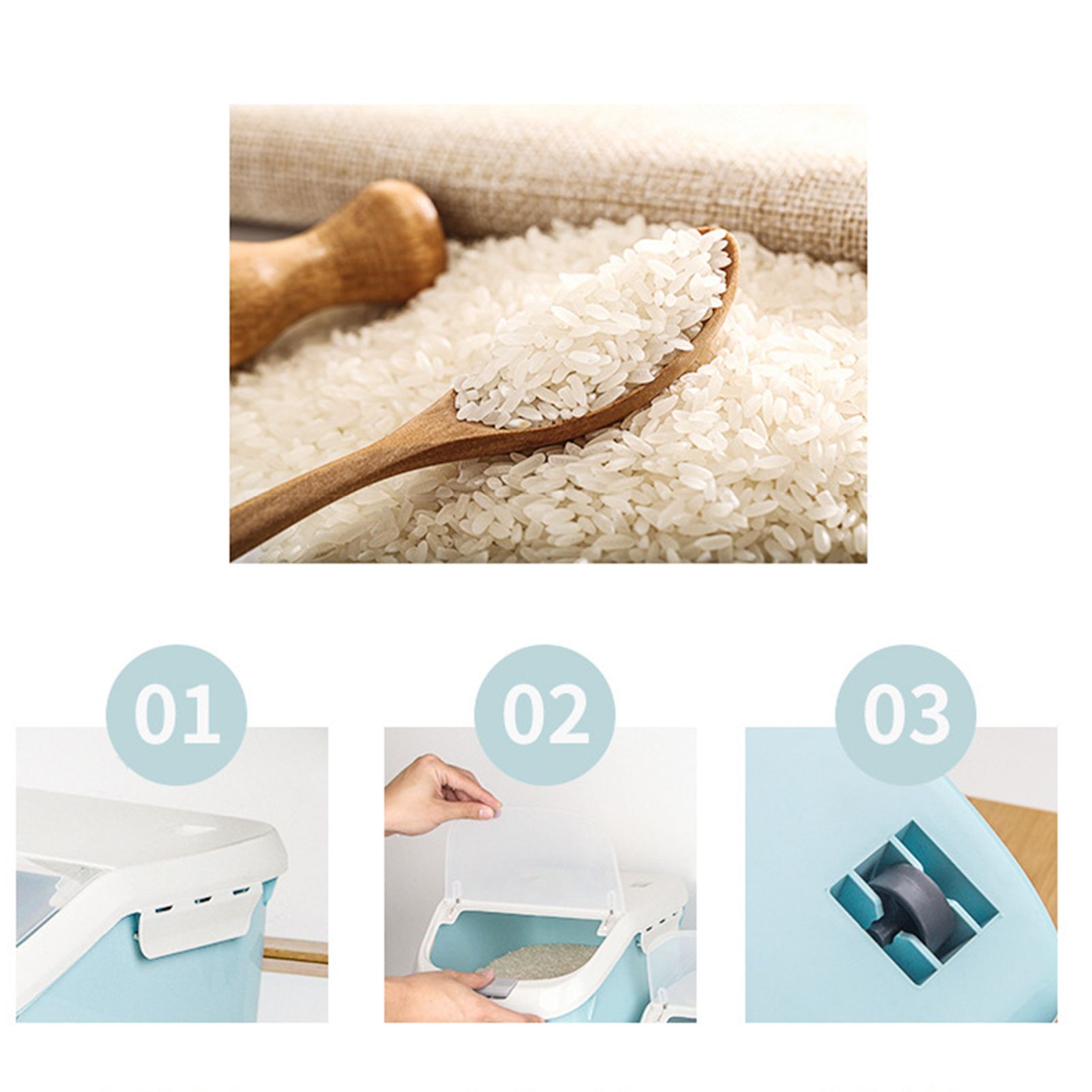 Grain Storage Box Waterproof Clamshell Multipurpose Plastic Rice Storage view 3