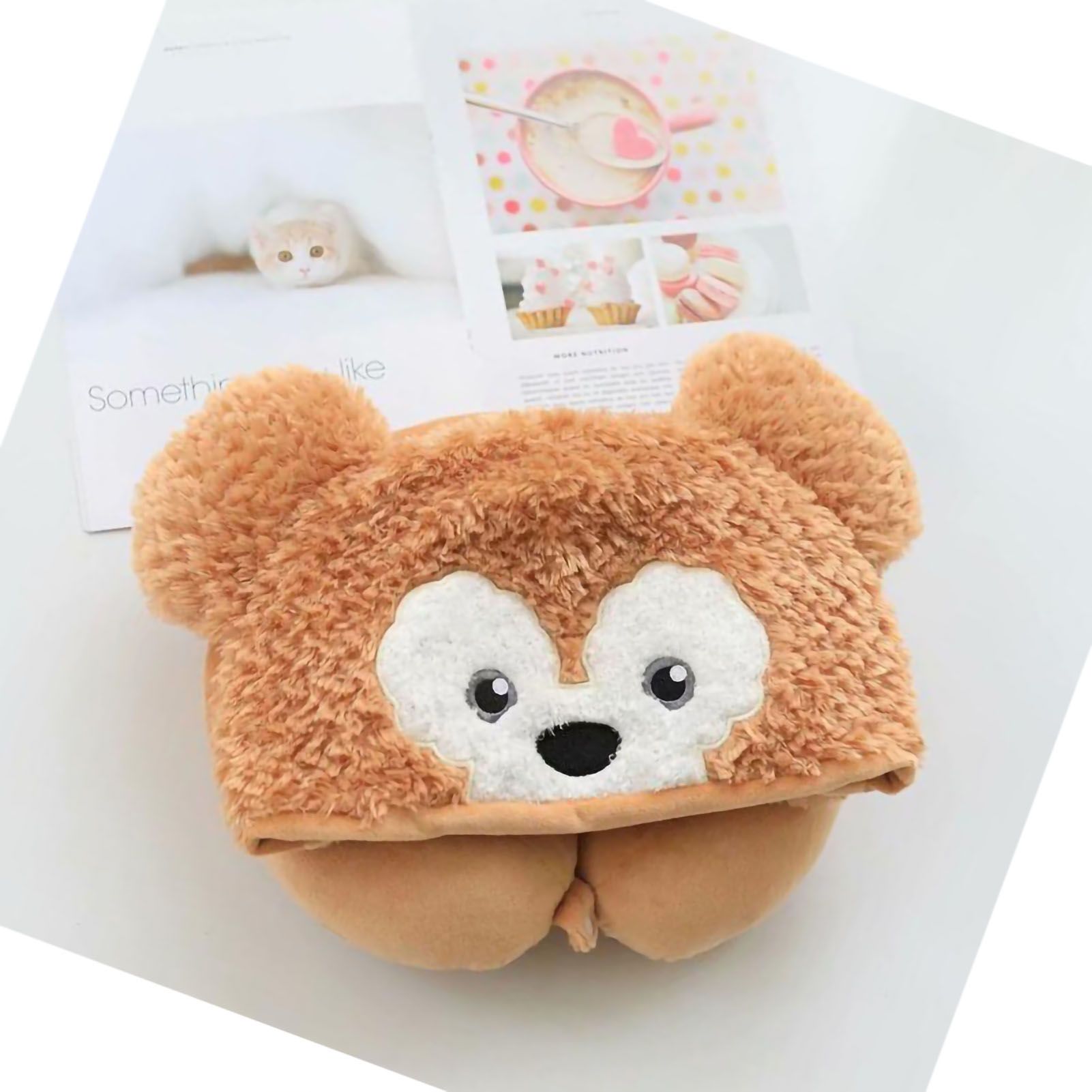 Hooded U Shaped Pillow Cute Cartoon Travel PP Cotton U Shaped Neck Pillow for view 2
