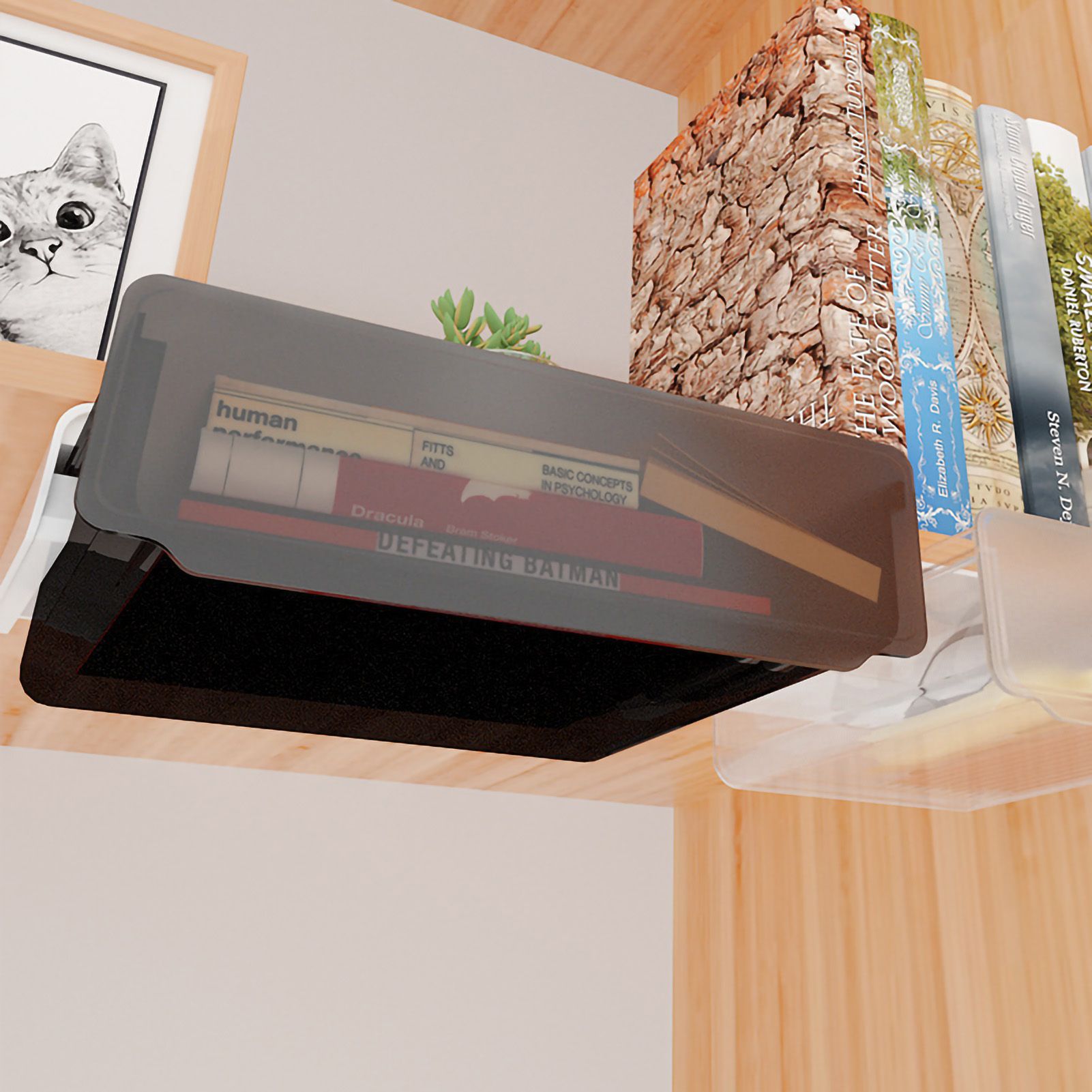 Under Desk Storage Box No Punching Storage ABS PS Small Hidden Drawer For view 2