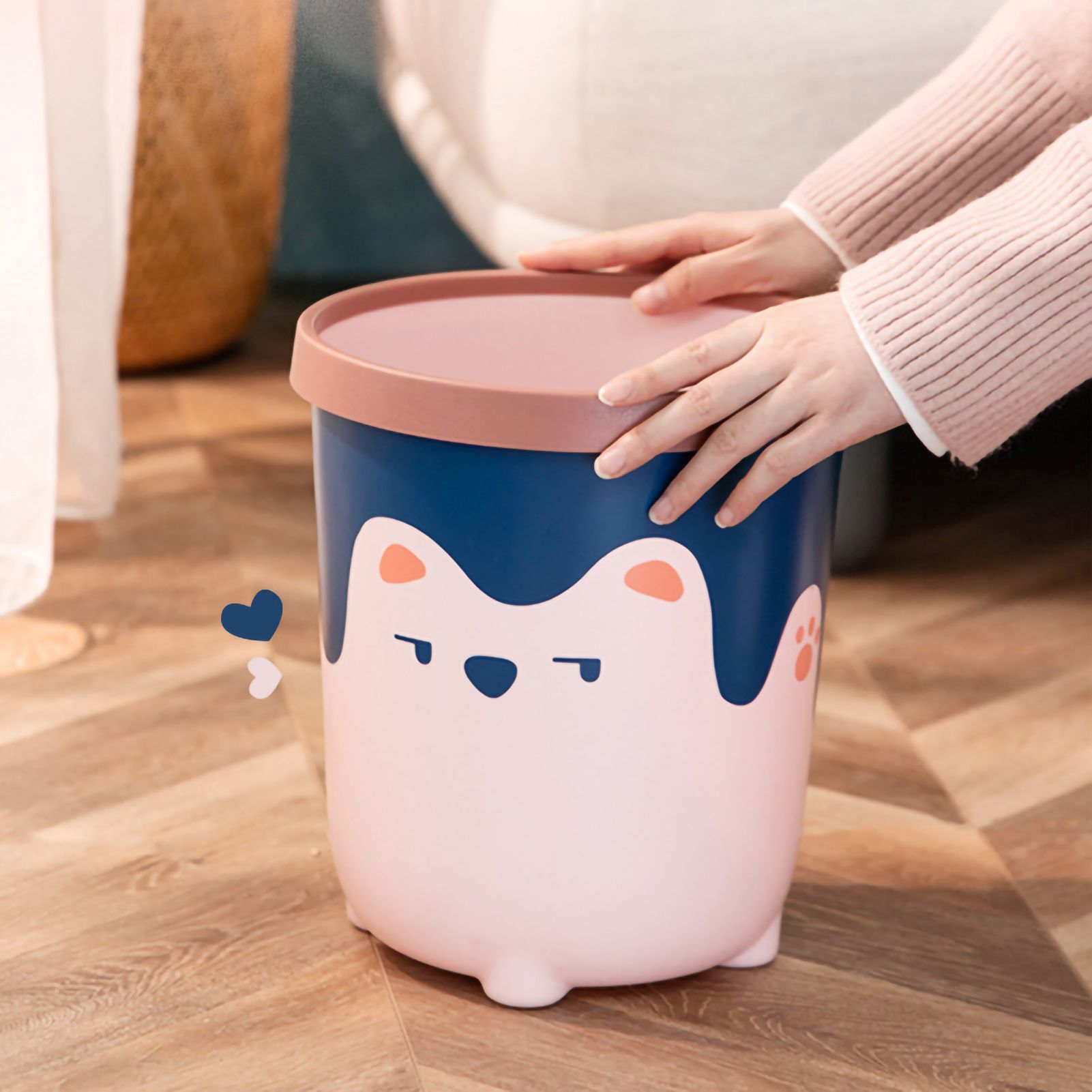 Trash Can Wastebasket Recycle Bin Cute Bear Pattern Large Capacity for view 2