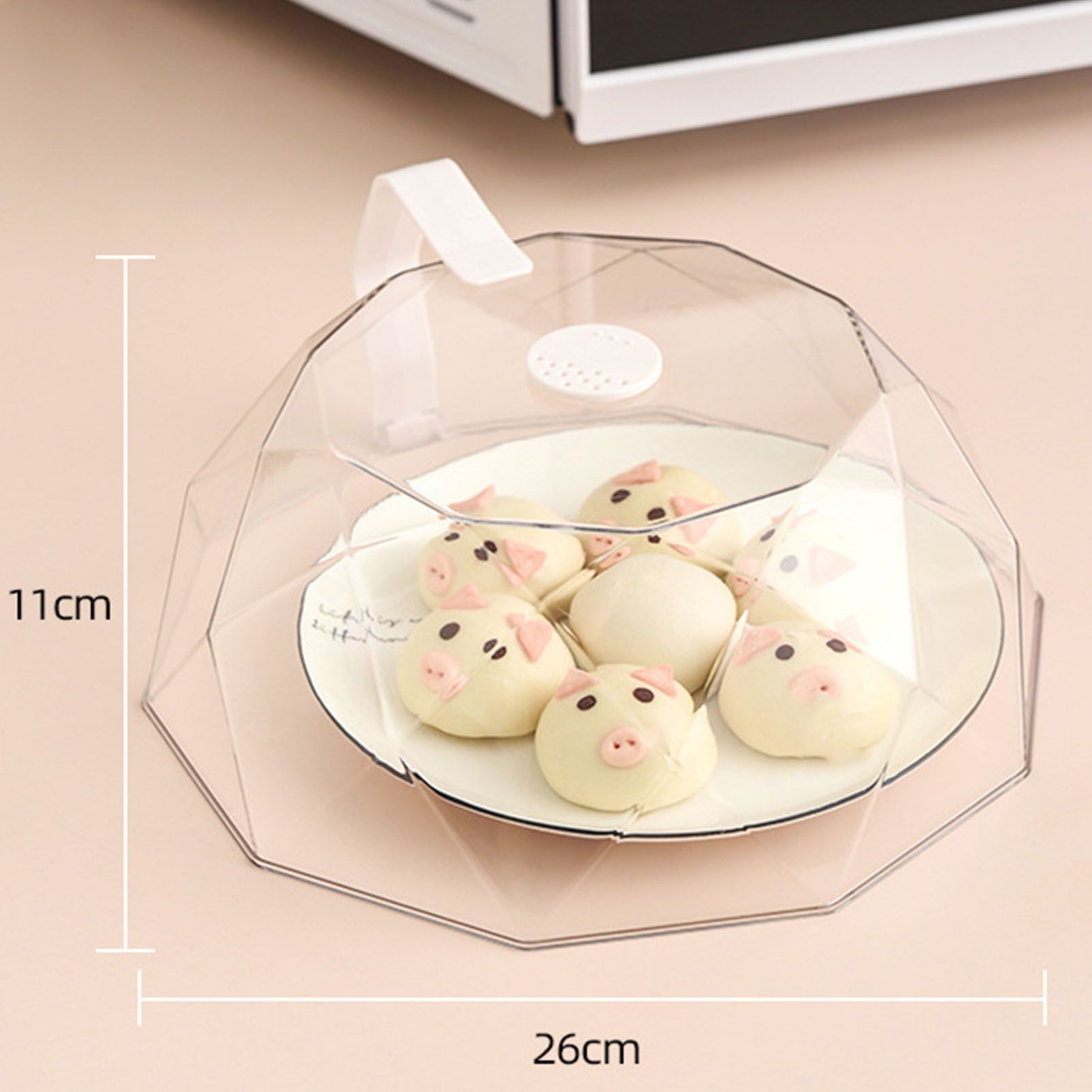 Geometric Microwave Splatter Cover Food Plate Lid with Steam Vents Handle view 4