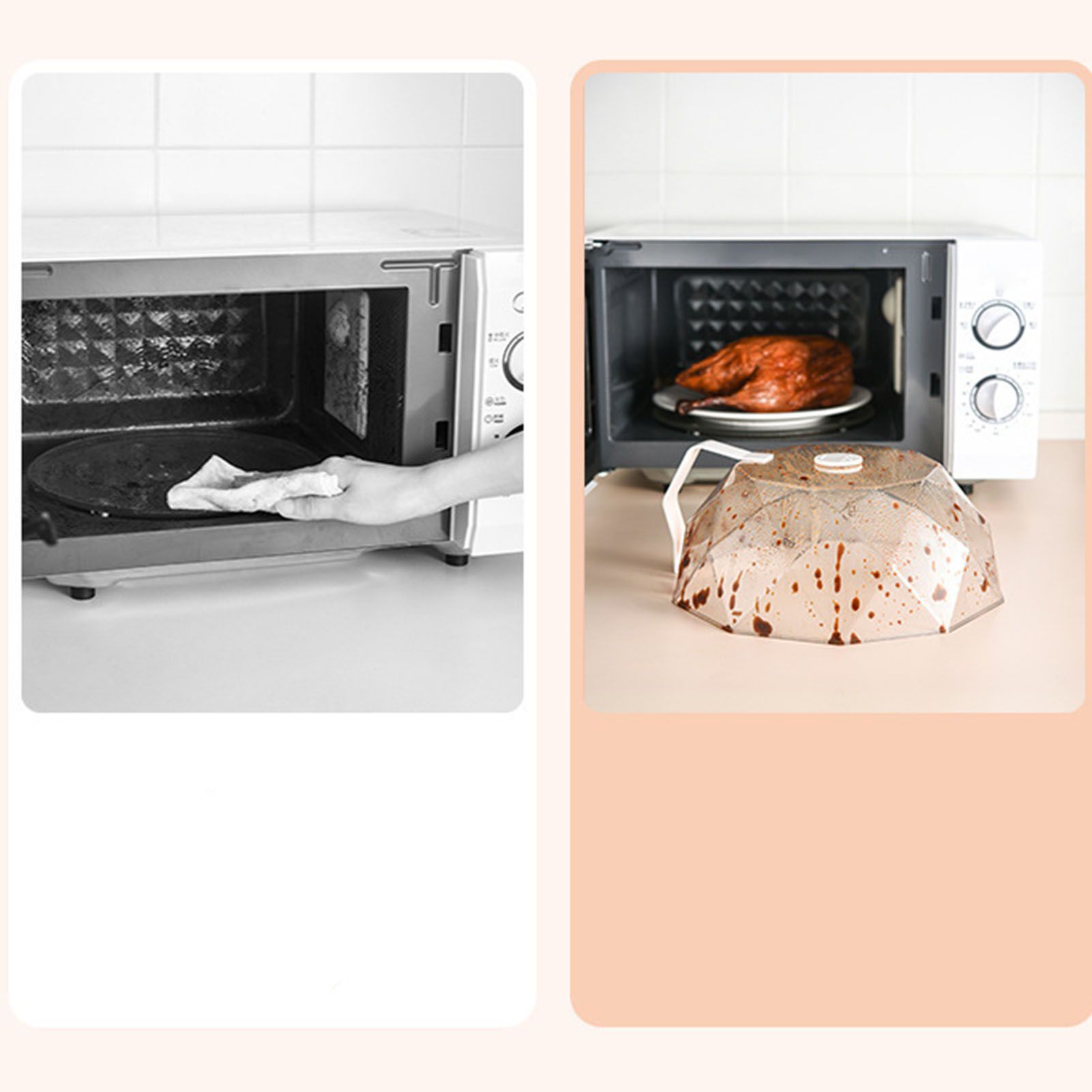 Geometric Microwave Splatter Cover Food Plate Lid with Steam Vents Handle view 7