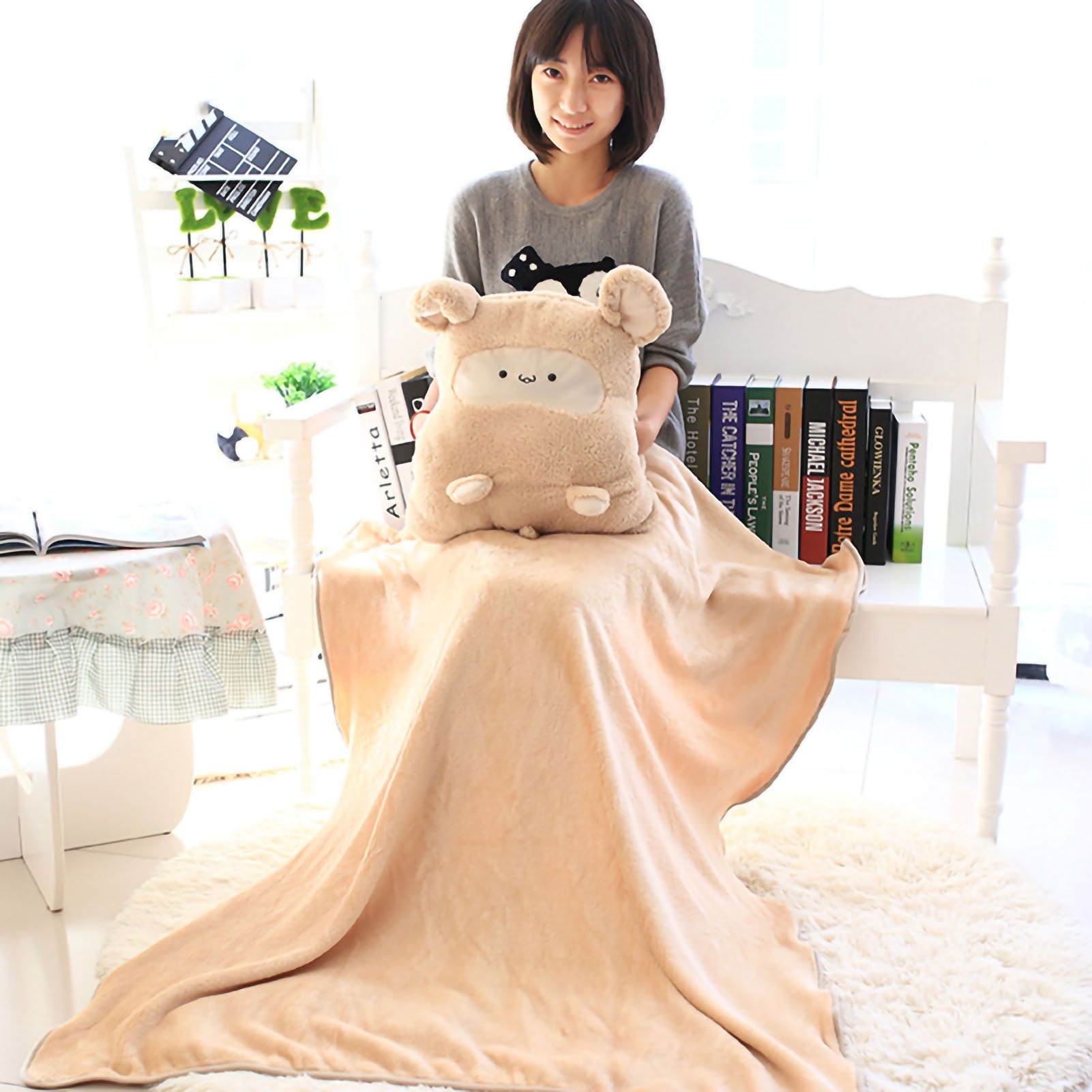 Plush Cushion Pillow Air Conditioning Blanket Cute Mouse Appearance view 3