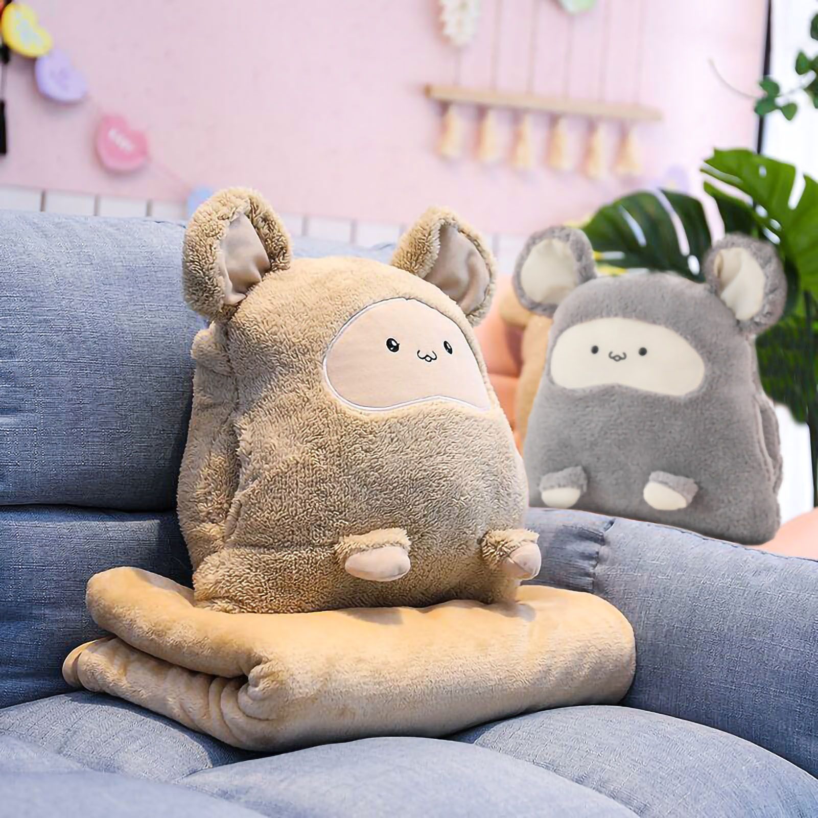 Plush Cushion Pillow Air Conditioning Blanket Cute Mouse Appearance view 5
