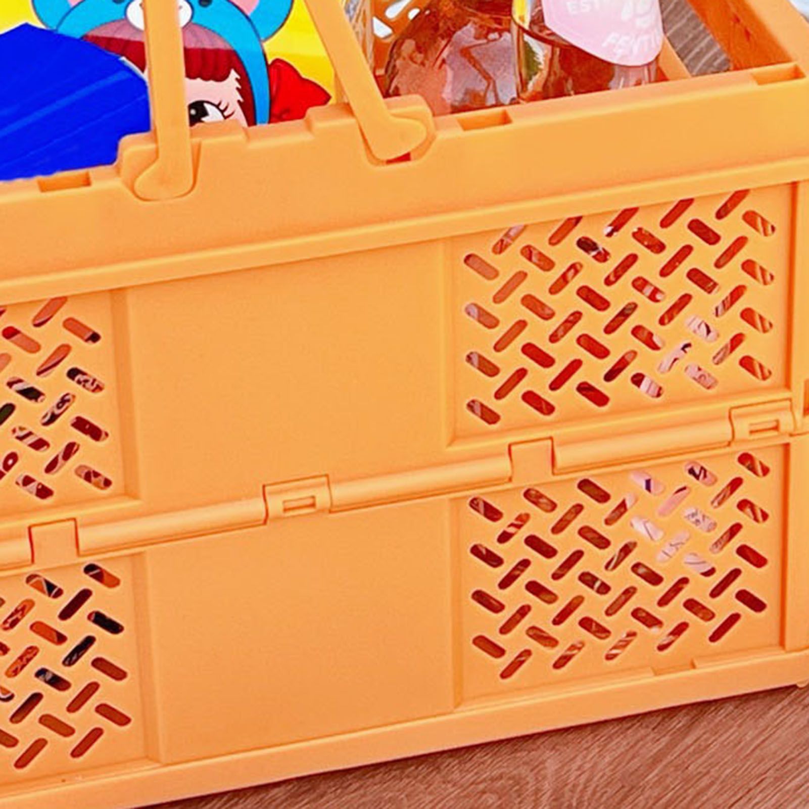 Folding Picnic Basket Stackable Storage Box Plastic Grocery Shopping Basket view 4