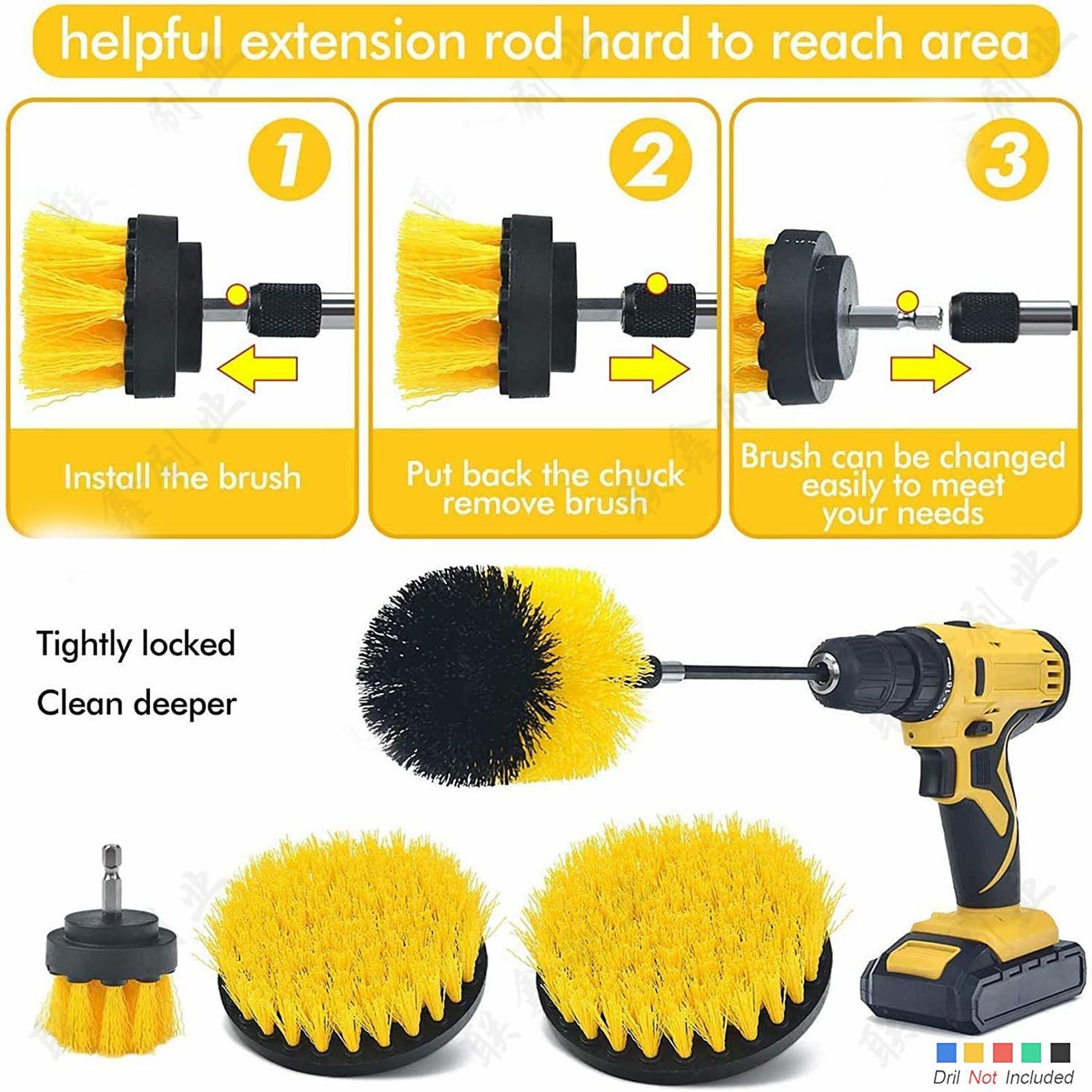 Electric Drill Brush Head Labor Saving Efficient Drill Brush Attachment Set view 4