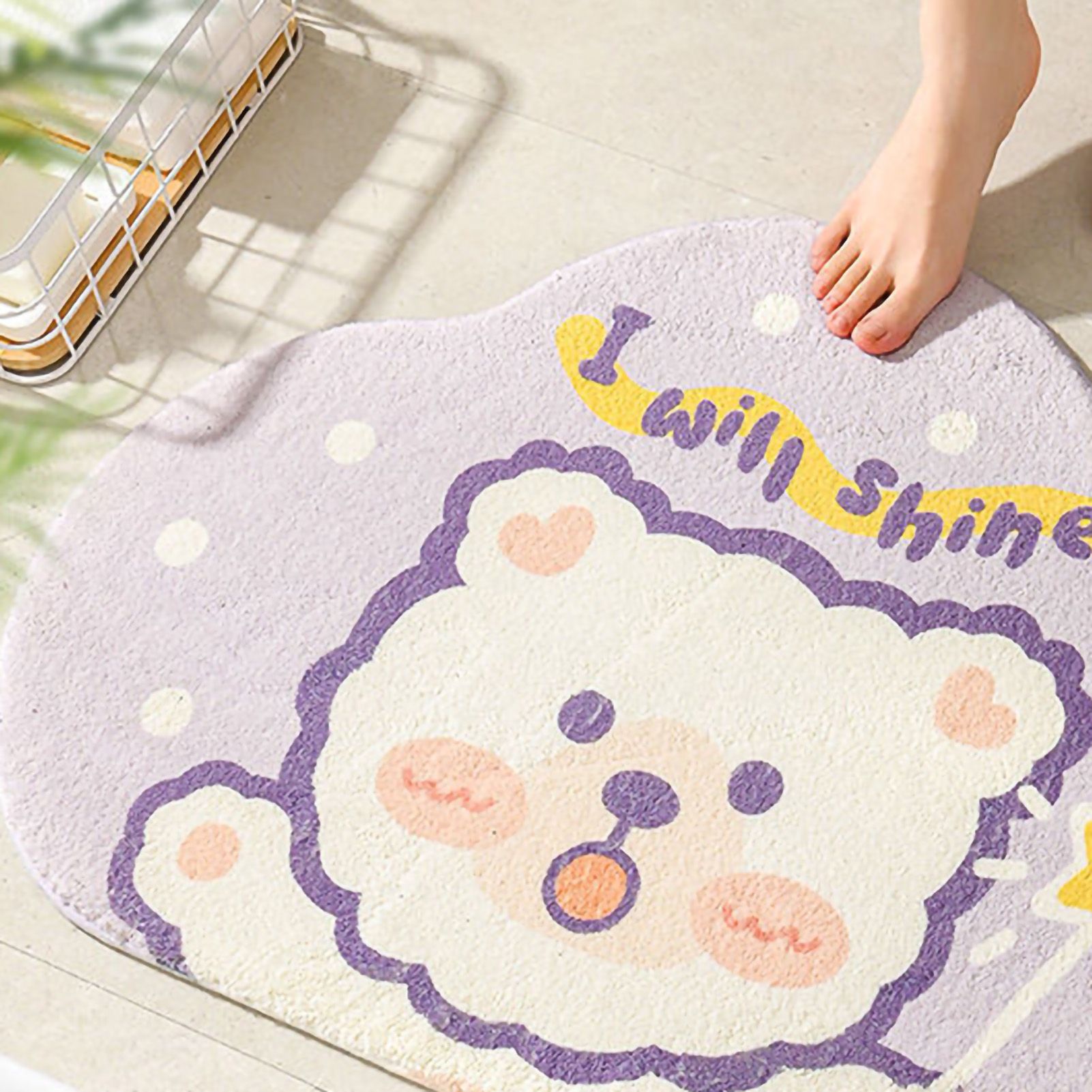 Cute Bathroom Mat Minimalist Water Absorption Skid Resistant Bath Quick Dry view 2