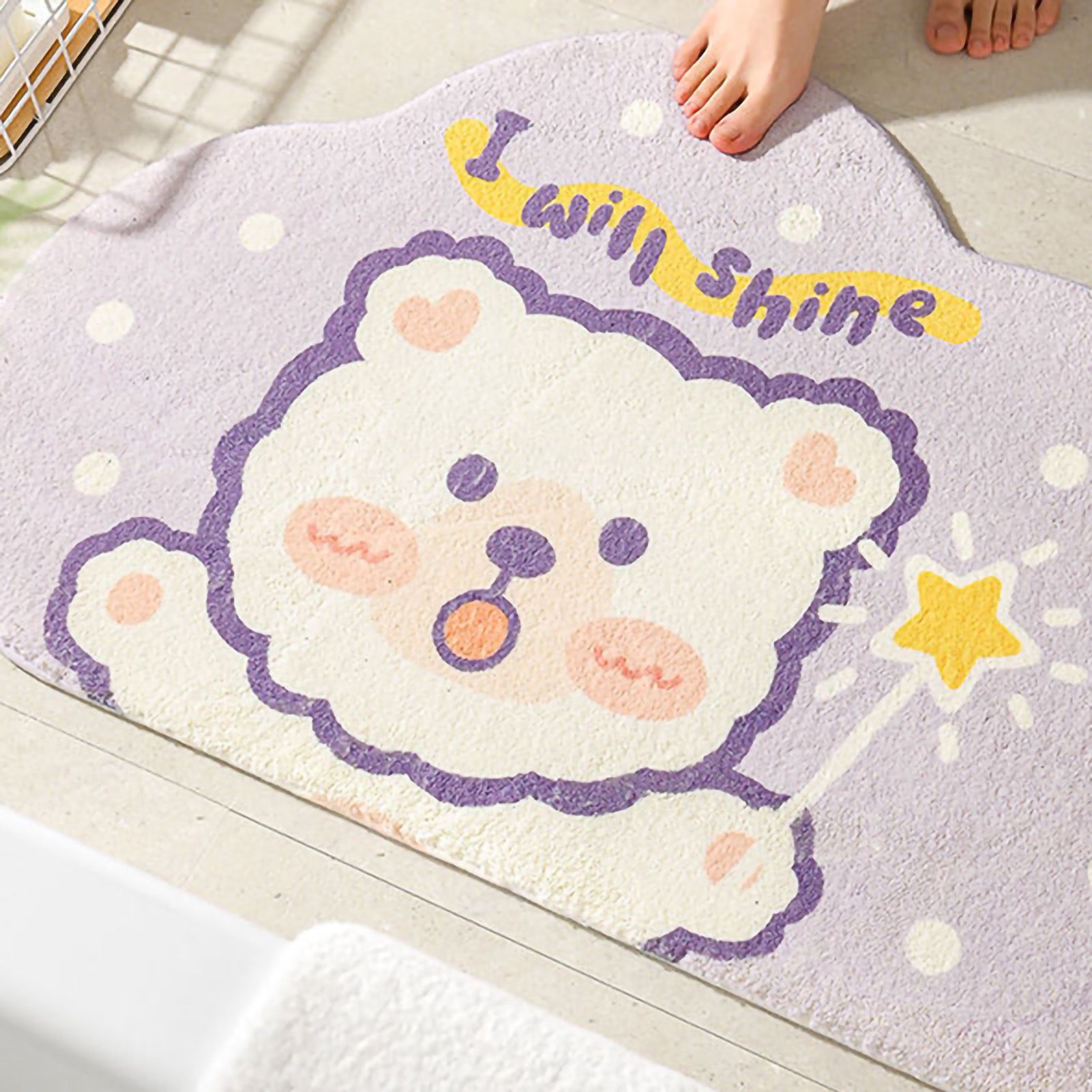 Cute Bathroom Mat Minimalist Water Absorption Skid Resistant Bath Quick Dry view 4