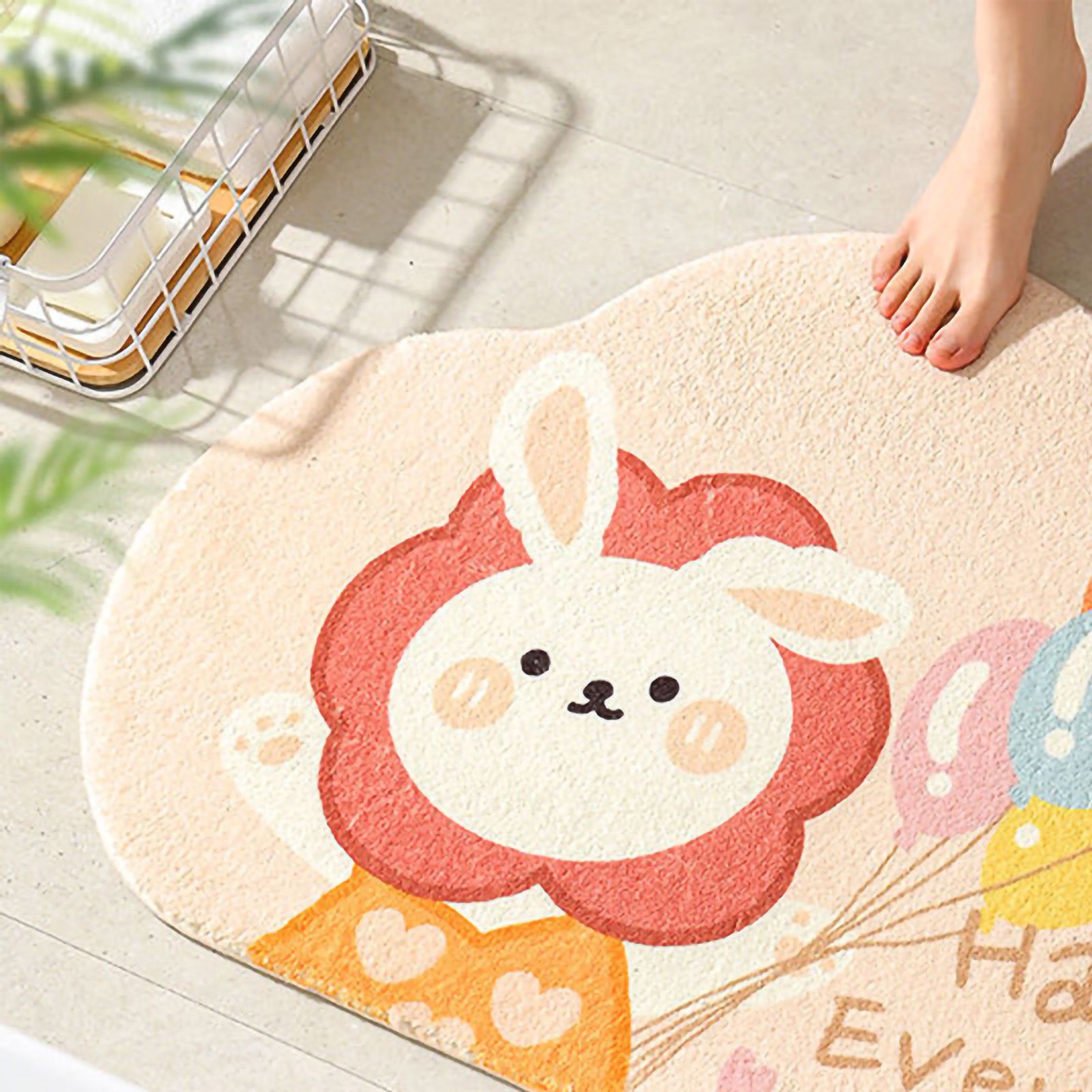 Cute Bathroom Mat Minimalist Water Absorption Skid Resistant Bath Quick Dry view 2
