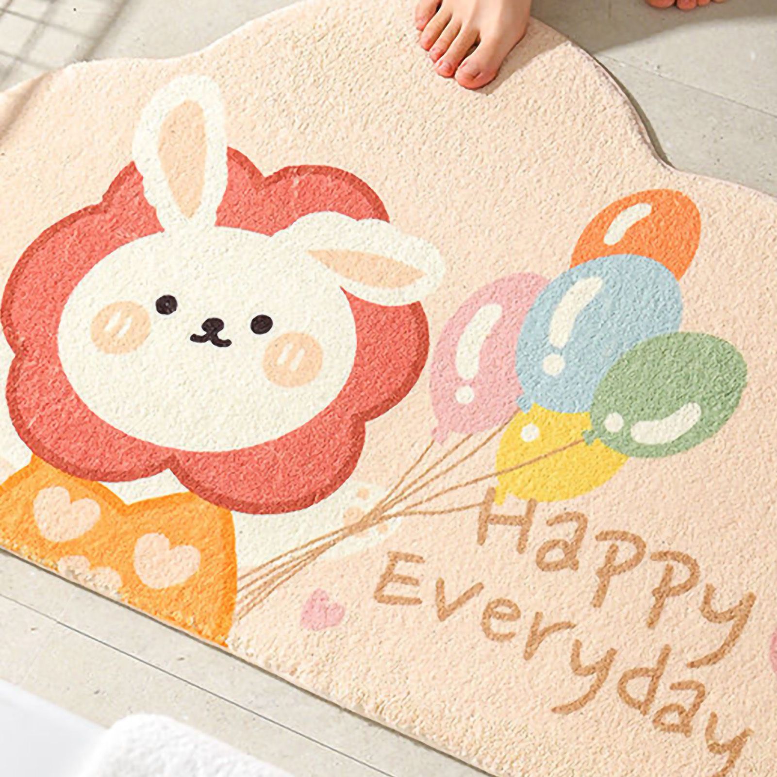 Cute Bathroom Mat Minimalist Water Absorption Skid Resistant Bath Quick Dry view 3