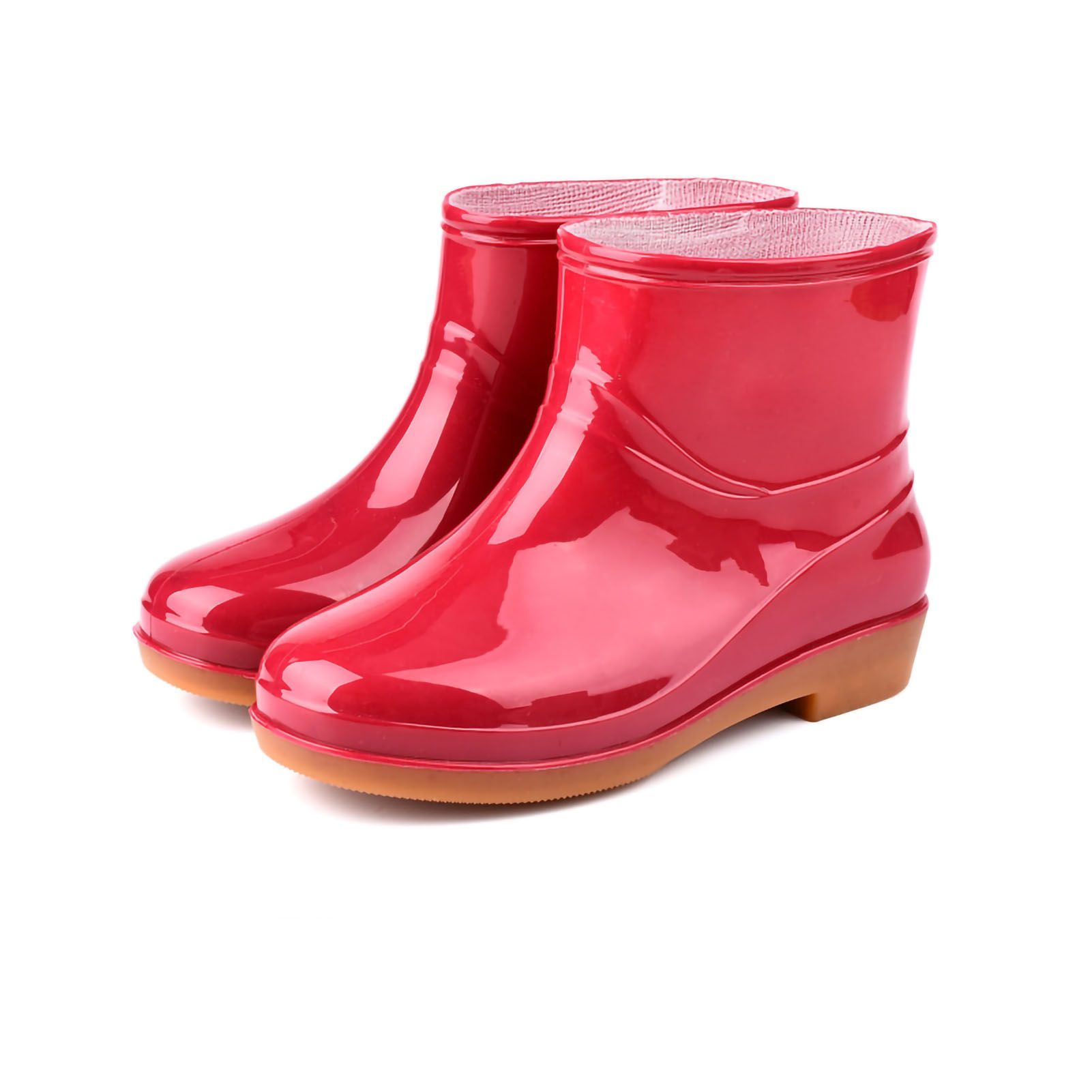 Womens Rain Boots Fashion Antiskid Short Rain Boot Round Head Radian PVC