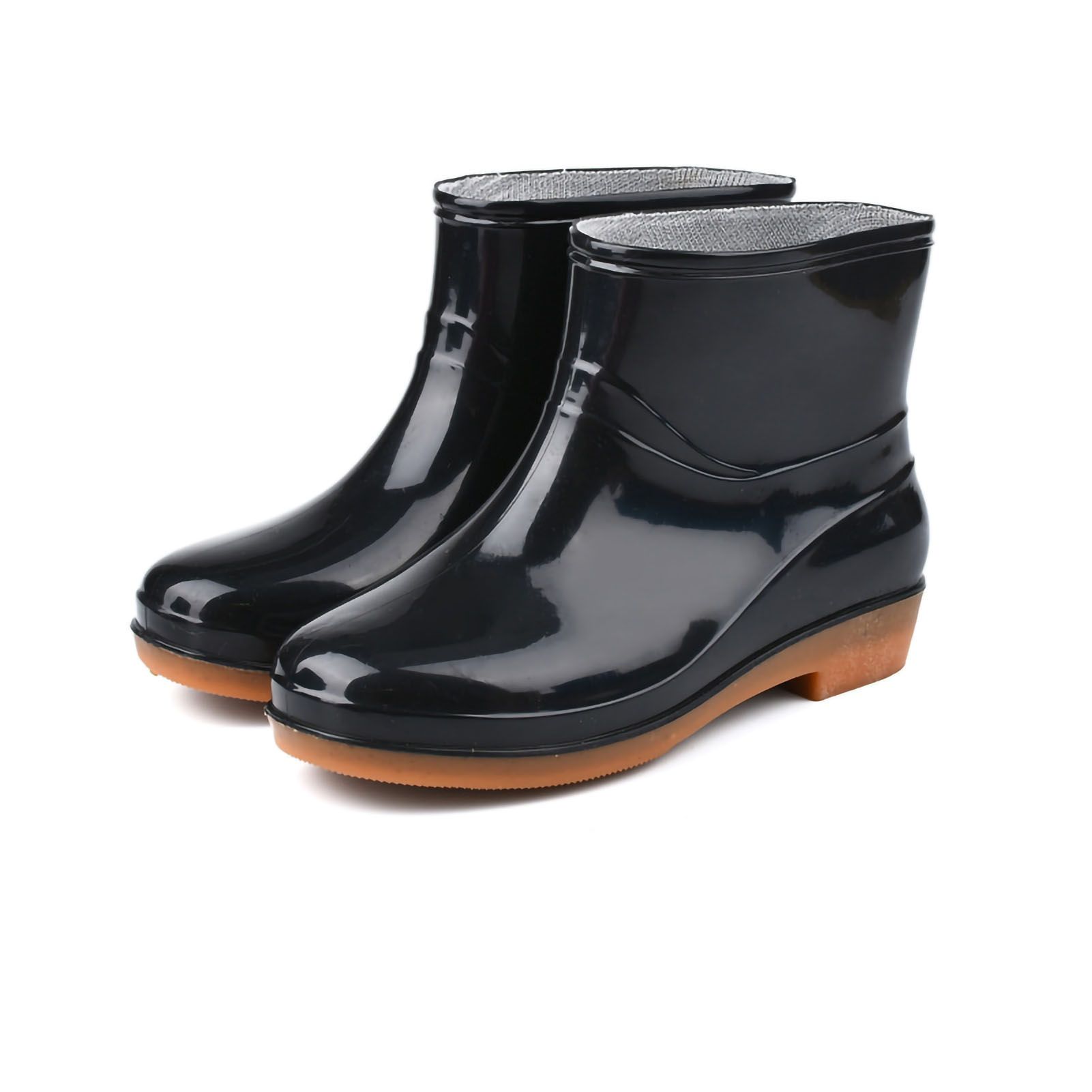 Womens Rain Boots Fashion Antiskid Short Rain Boot Round Head Radian PVC