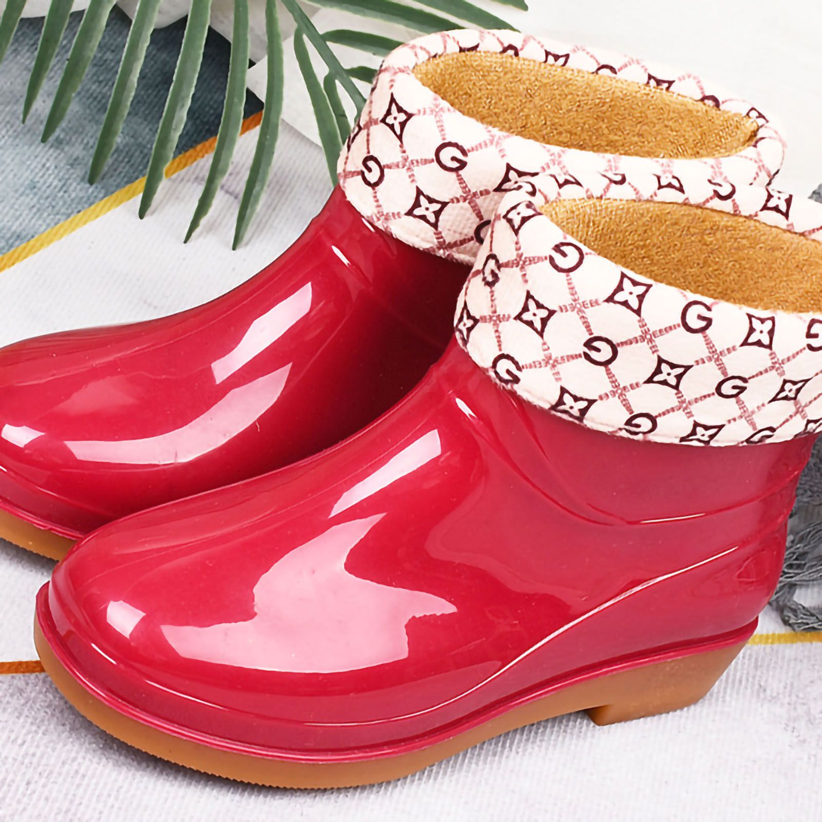 Womens Rain Boots Fashion Antiskid Short Rain Boot Round Head Radian PVC view 2