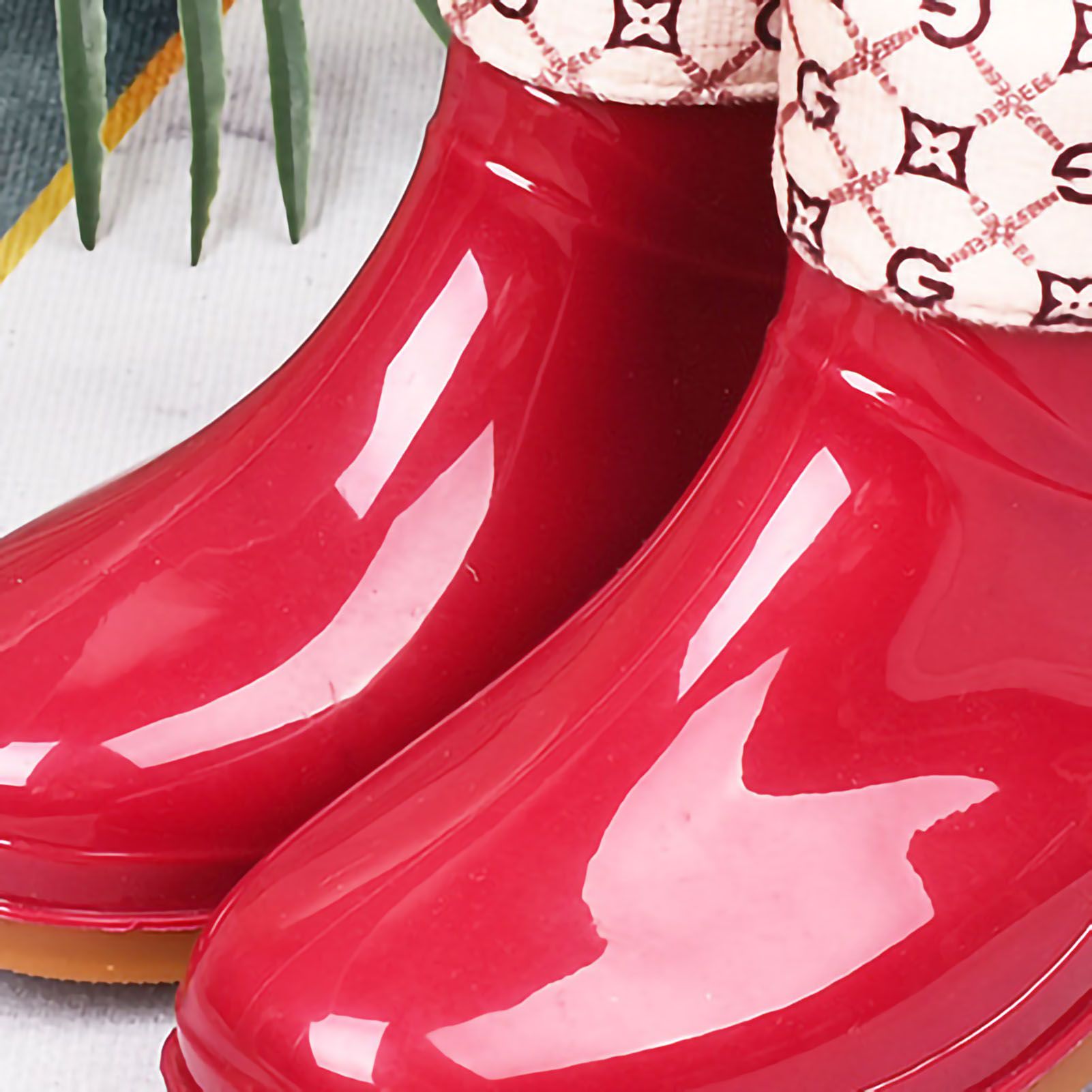 Womens Rain Boots Fashion Antiskid Short Rain Boot Round Head Radian PVC view 5