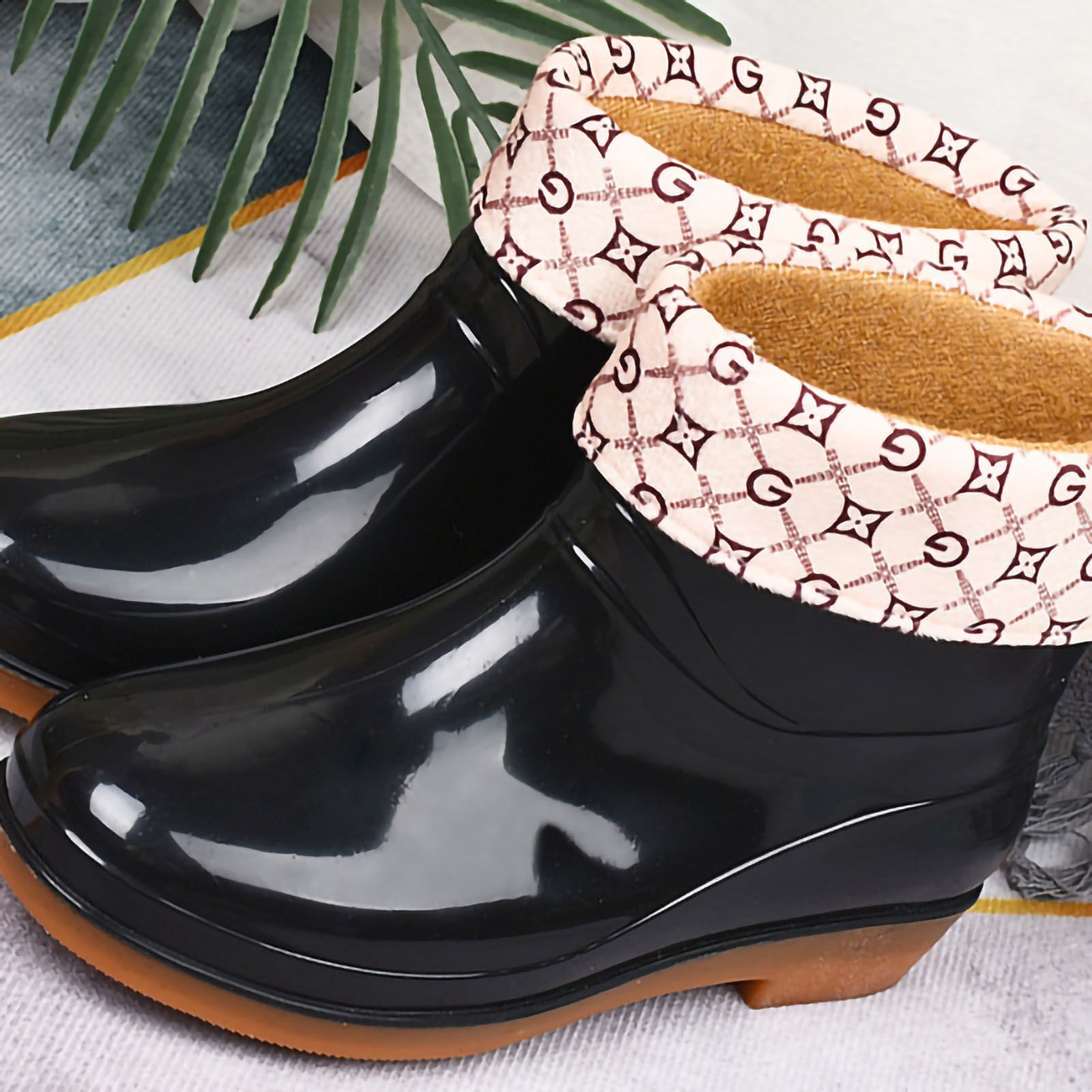 Womens Rain Boots Fashion Antiskid Short Rain Boot Round Head Radian PVC view 2