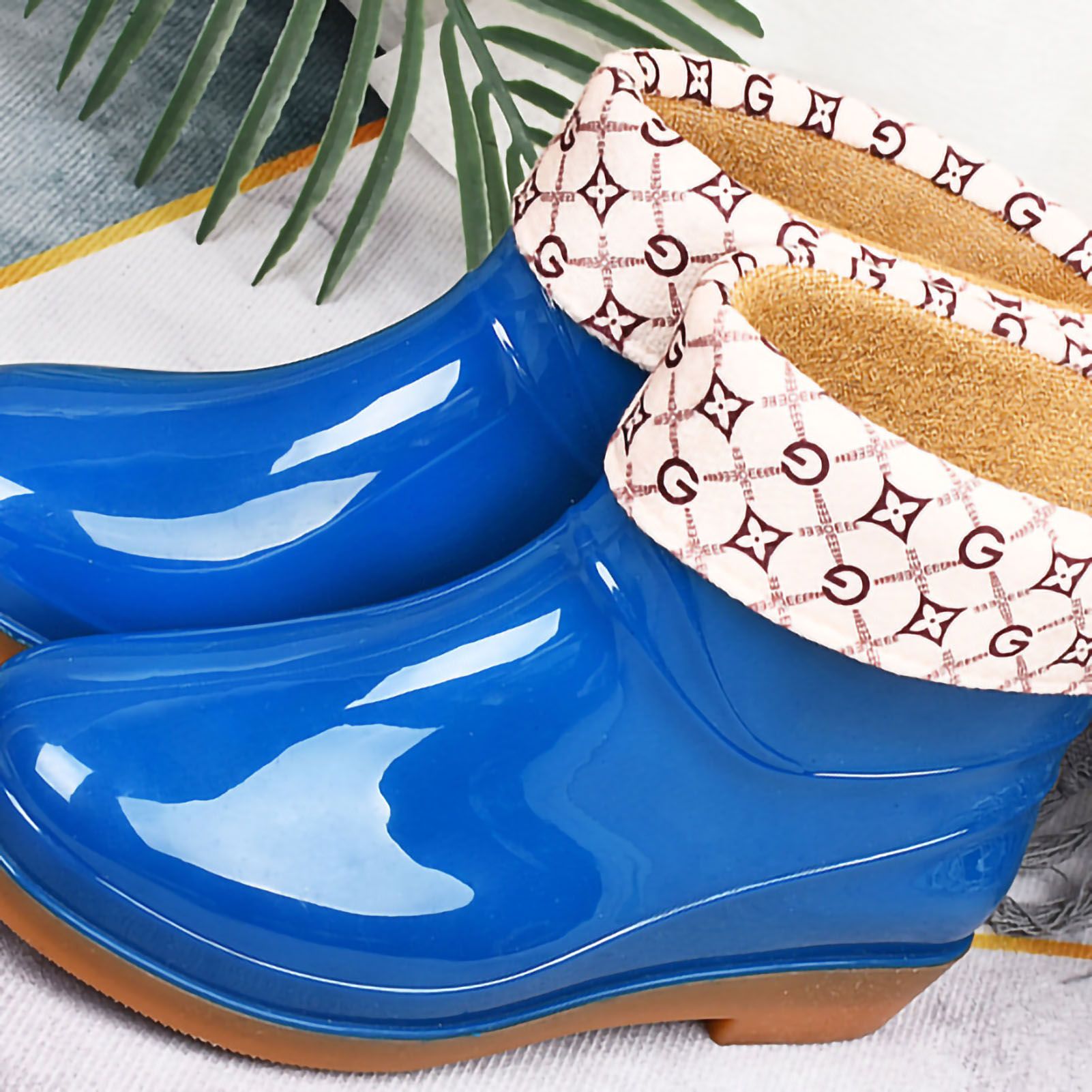 Womens Rain Boots Fashion Antiskid Short Rain Boot Round Head Radian PVC view 2