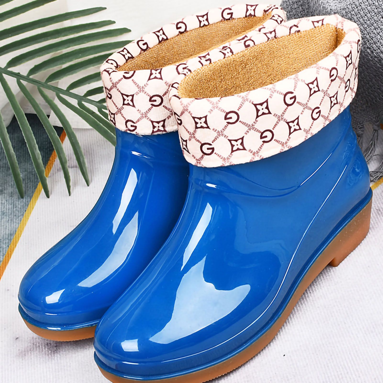 Womens Rain Boots Fashion Antiskid Short Rain Boot Round Head Radian PVC view 3