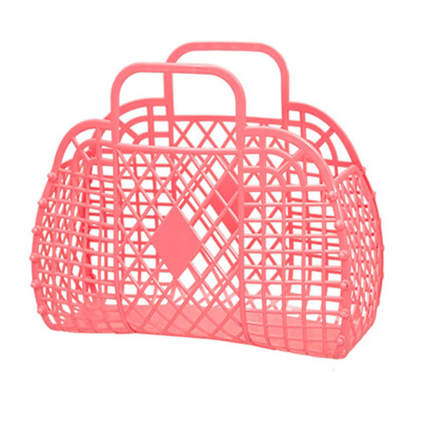 Hollow Storage Basket Plastic Reusable Portable Foldable Bag for Beach Home
