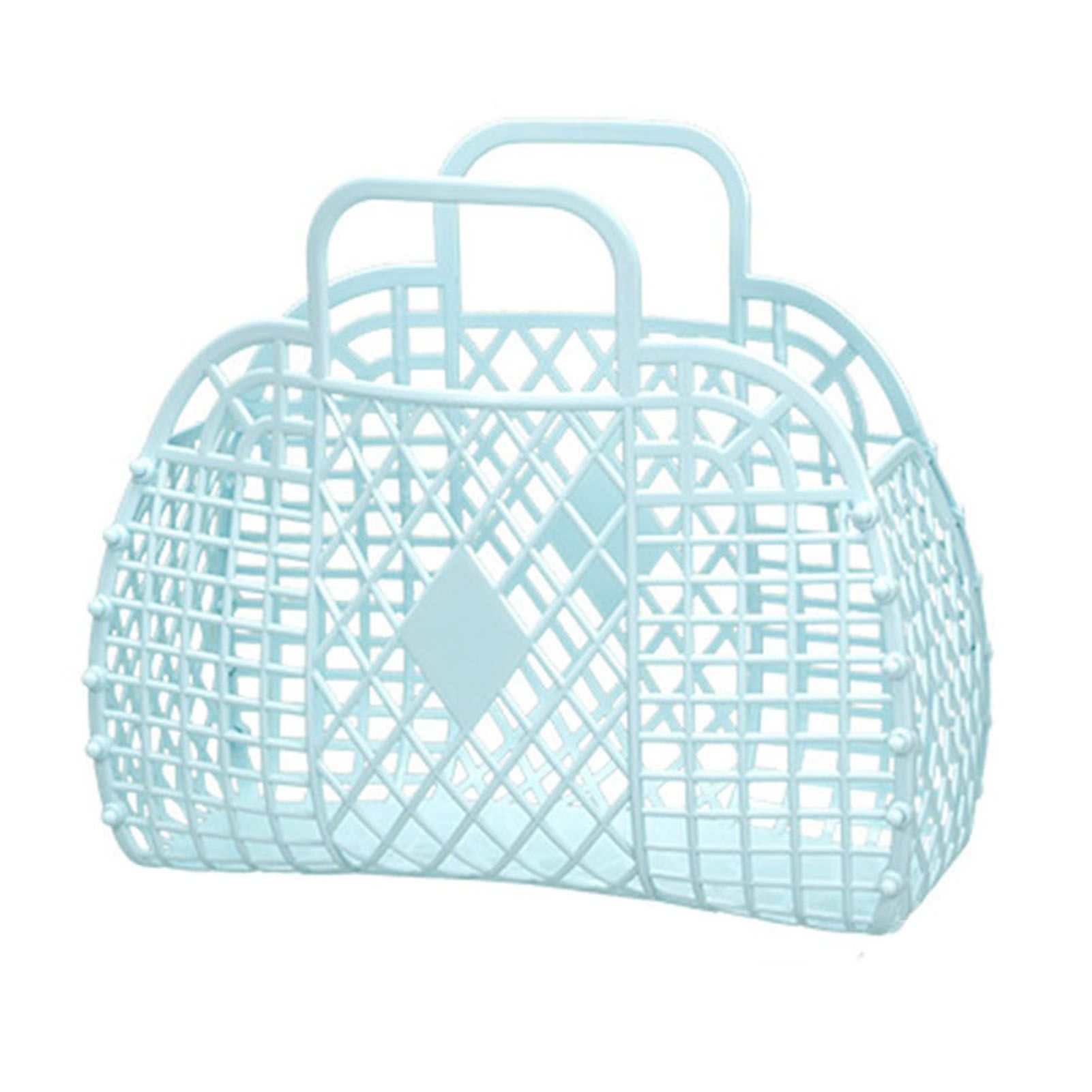 Hollow Storage Basket Plastic Reusable Portable Foldable Bag for Beach Home