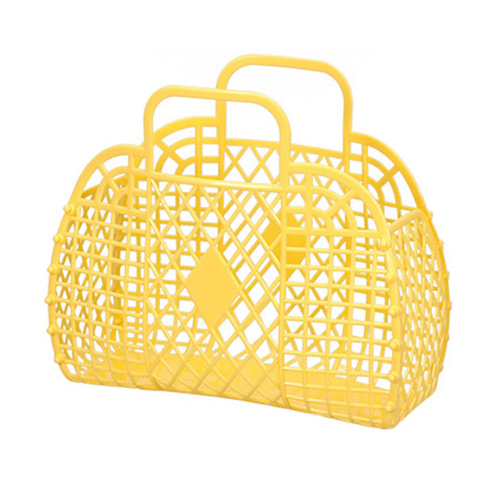 Hollow Storage Basket Plastic Reusable Portable Foldable Bag for Beach Home