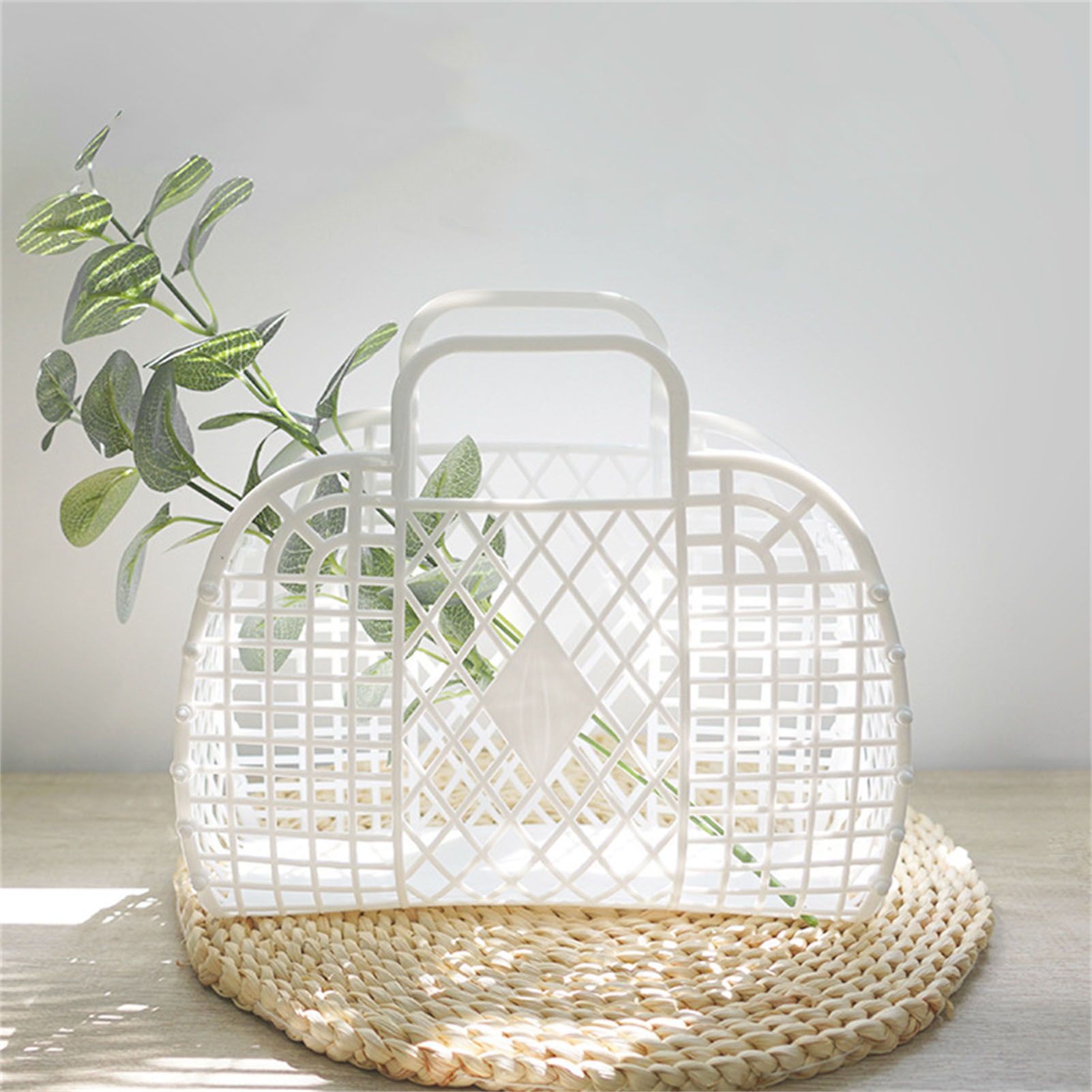 Hollow Storage Basket Plastic Reusable Portable Foldable Bag for Beach Home view 5