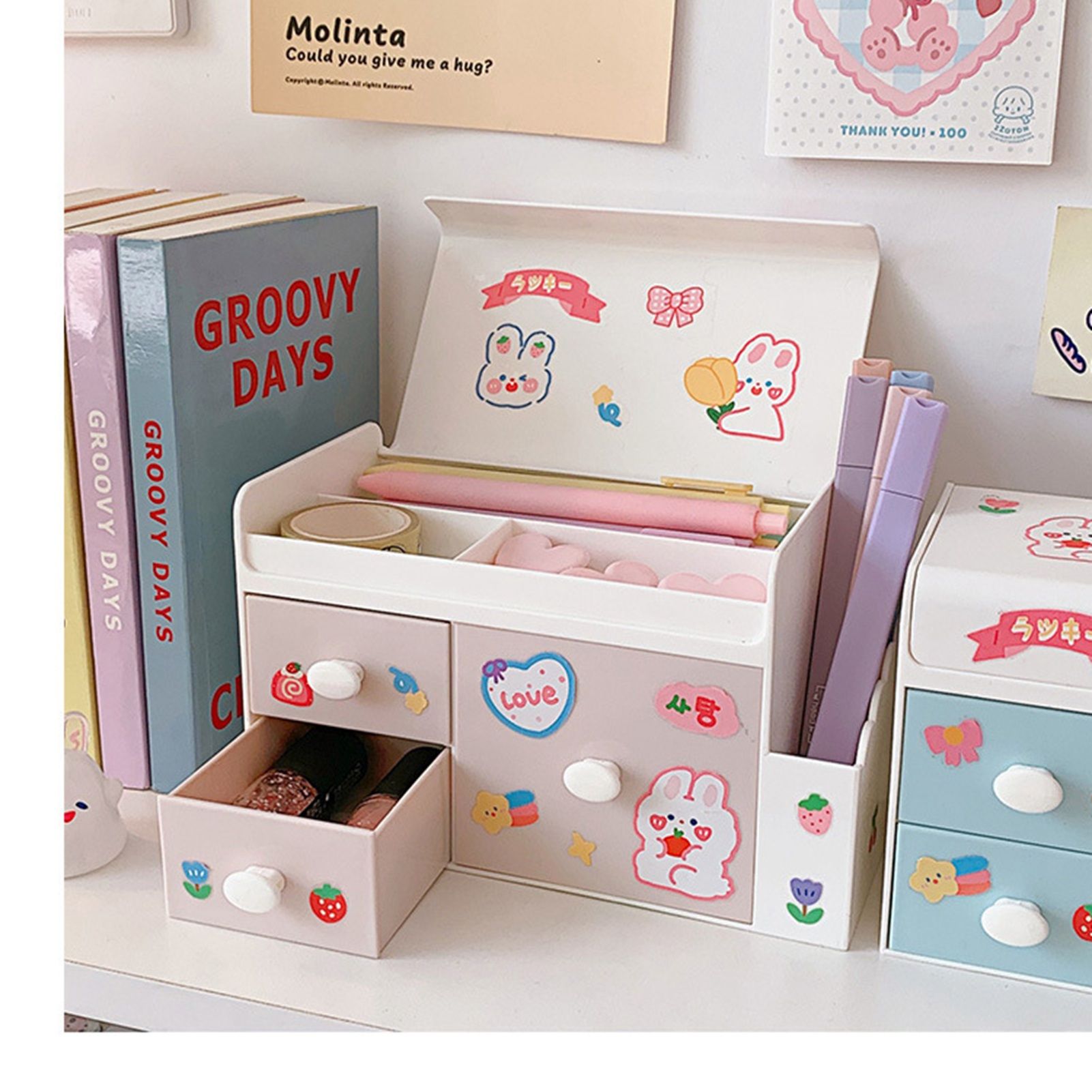 Desktop Storage Box Drawer Design Large Capacity Decorative Simple Dust Cover view 2