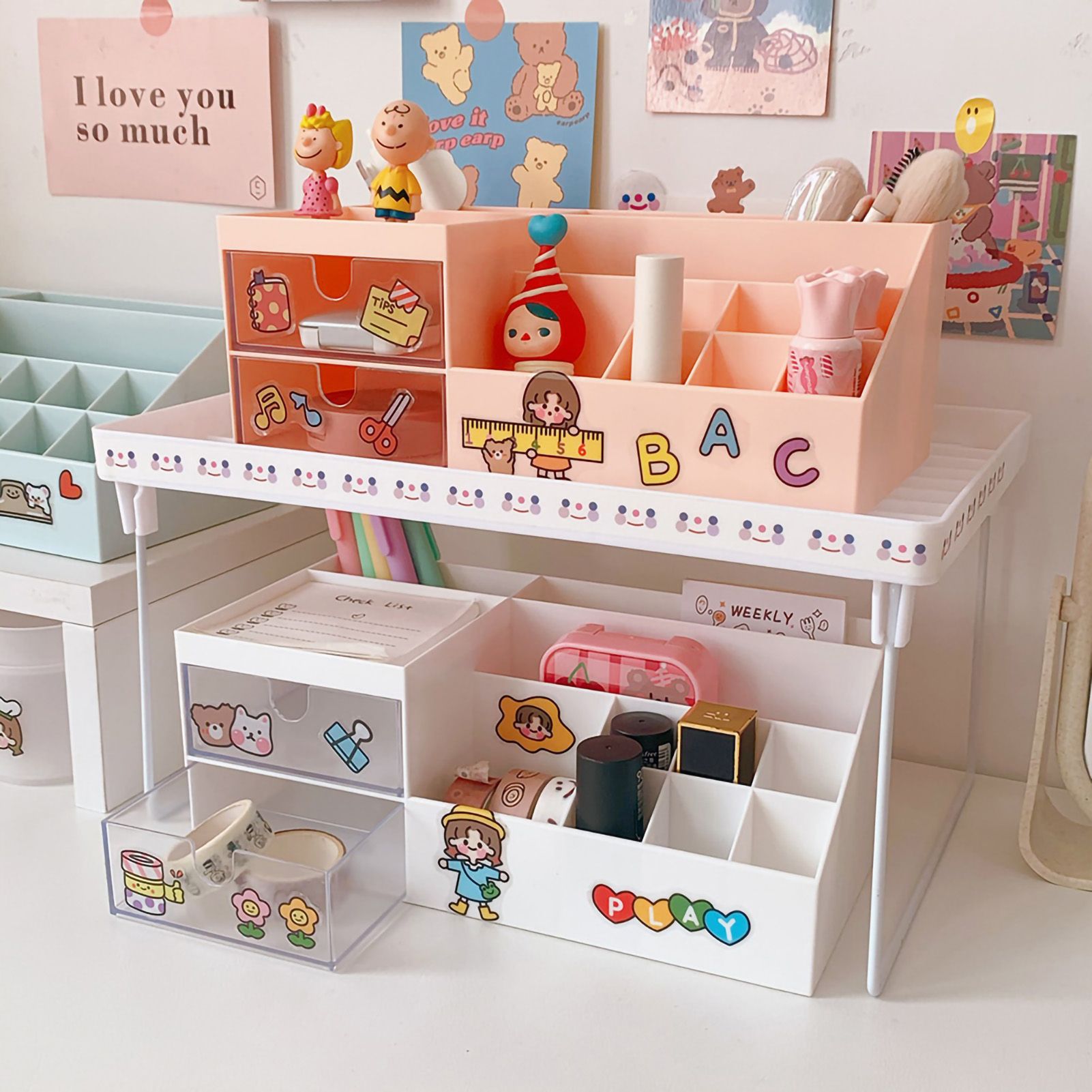 Desktop Storage Box Multi Grid Design Cute Beautiful Desktop Organizer Storage