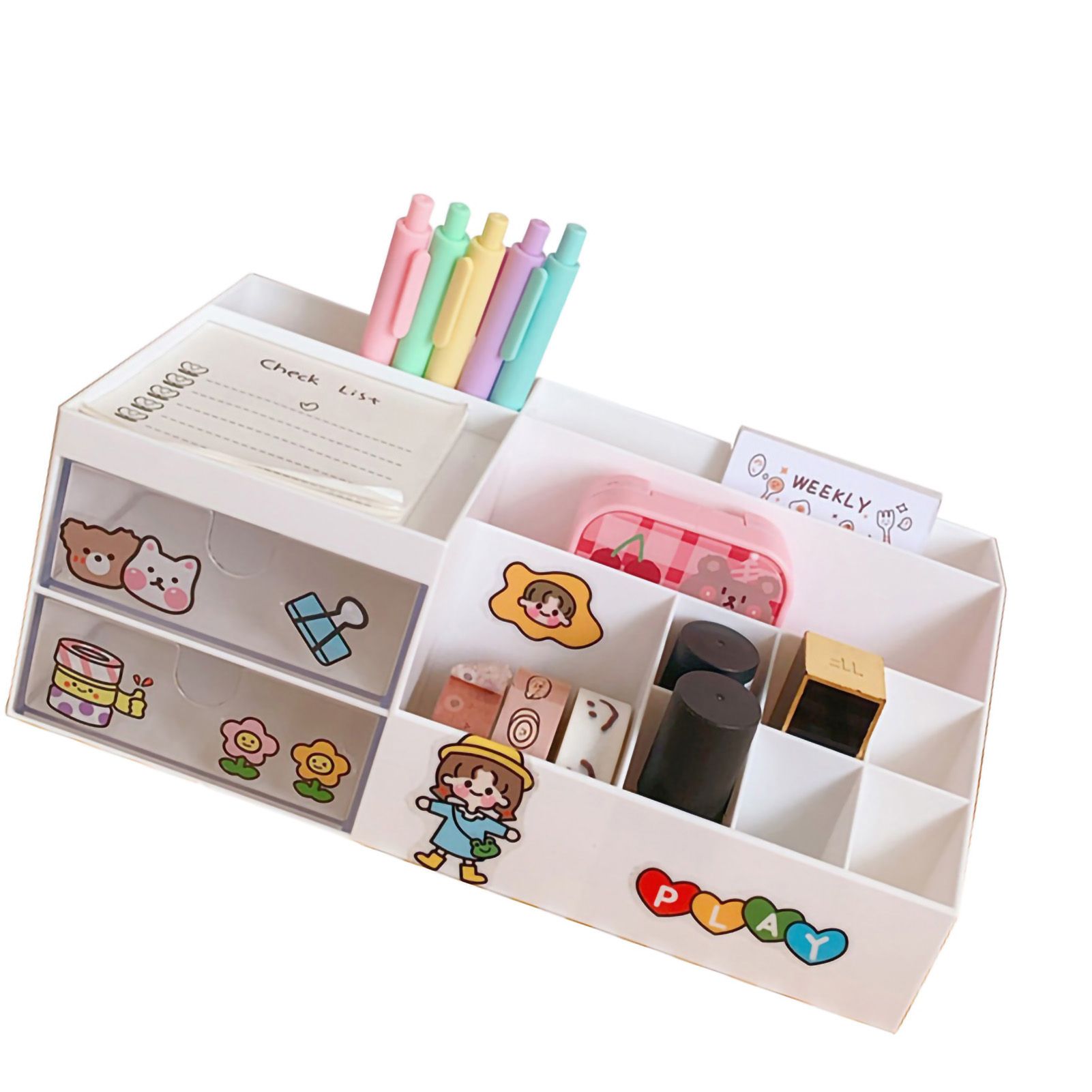 Desktop Storage Box Multi Grid Design Cute Beautiful Desktop Organizer Storage view 3