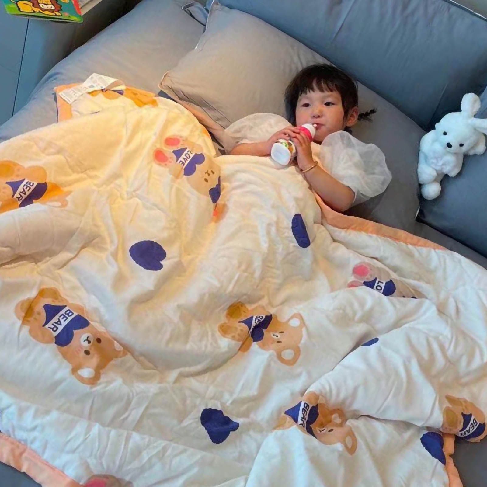Summer Quilt Single Cartoon Child Cartoon Silk Feather Cotton Blanket Soft view 2