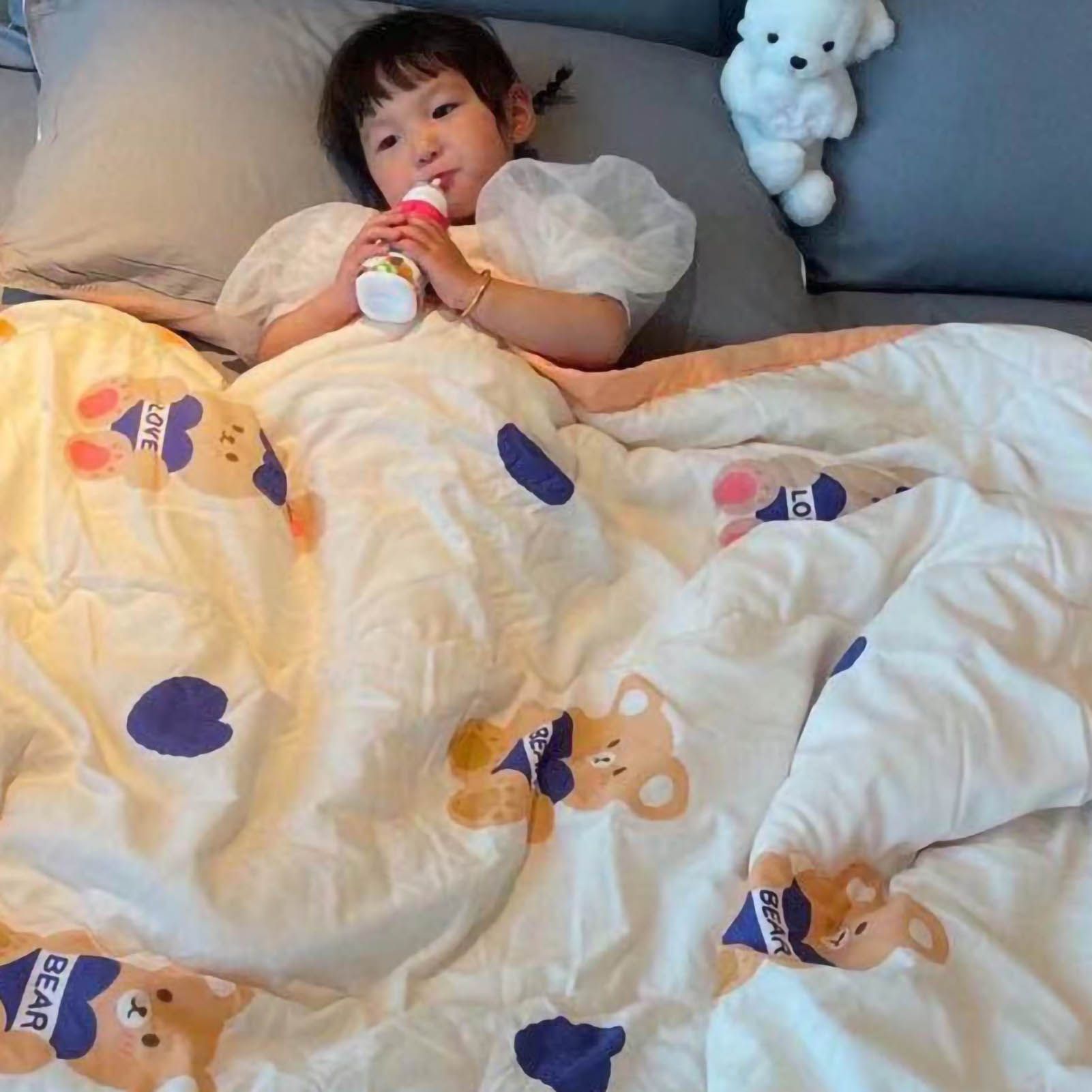 Summer Quilt Single Cartoon Child Cartoon Silk Feather Cotton Blanket Soft view 4