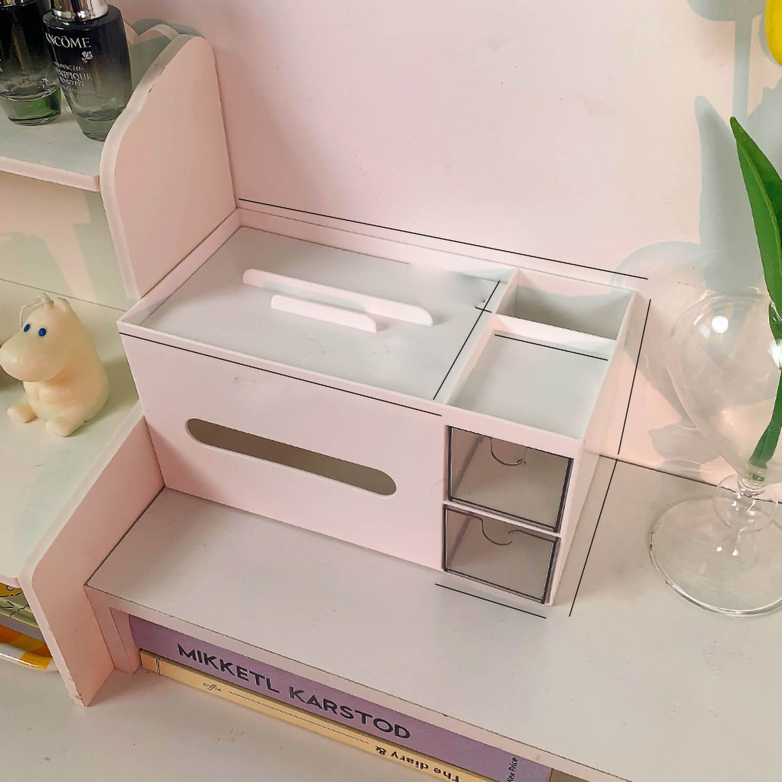 Cosmetics Storage Box Tabletop Tissue Box Lovely Decorative Paper Basket