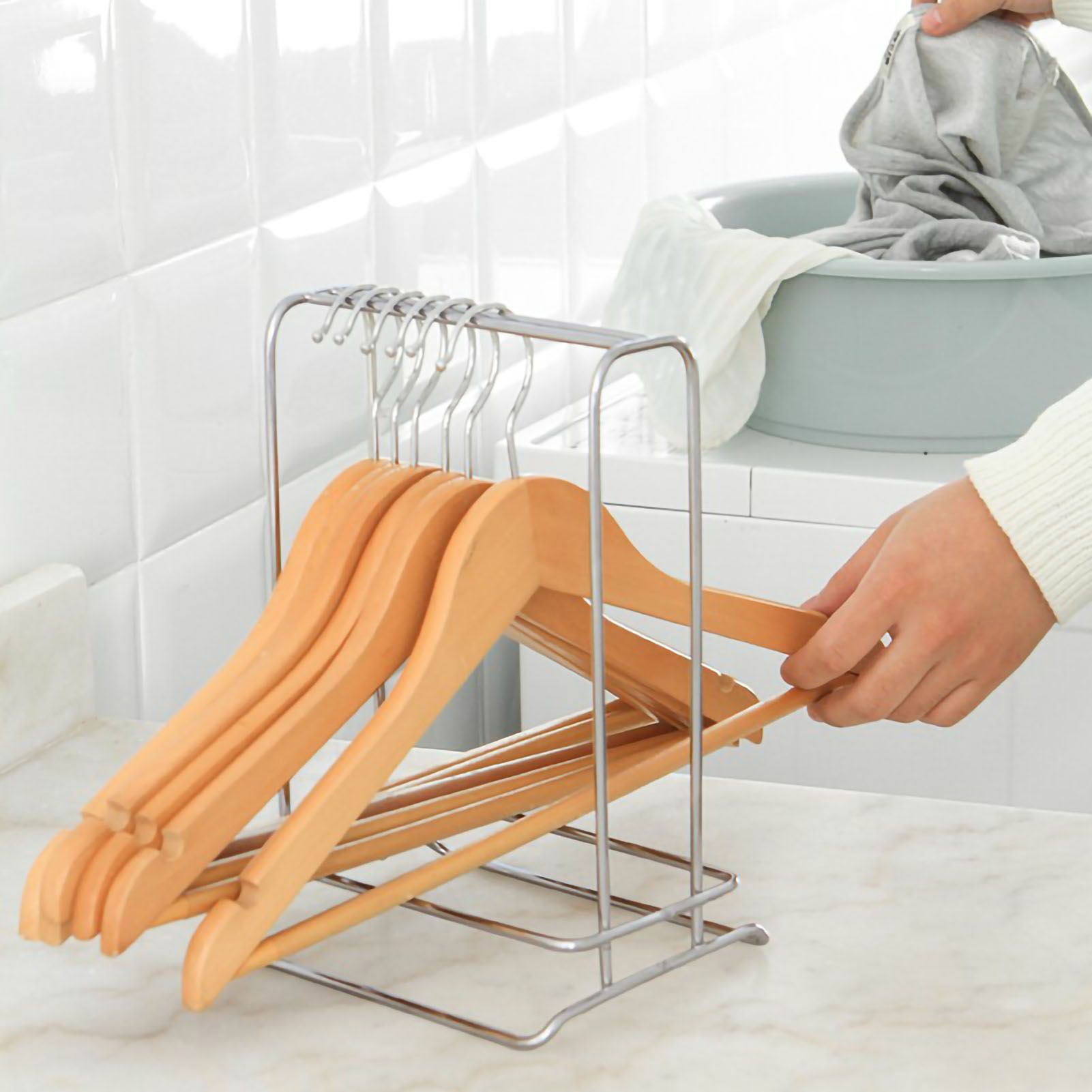 Clothes Hanger Holder Stainless Steel Hanger Storage Rack Sturdy Hanger view 4