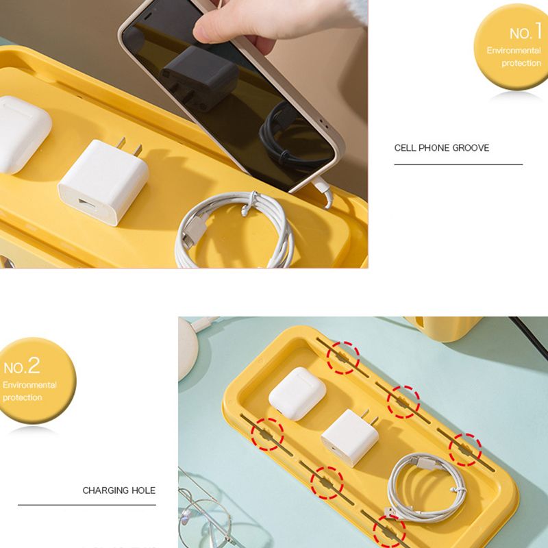 Power Strip Storage Box Hollow Heat Dissipation Simple 6 Charging Hole Cord view 2
