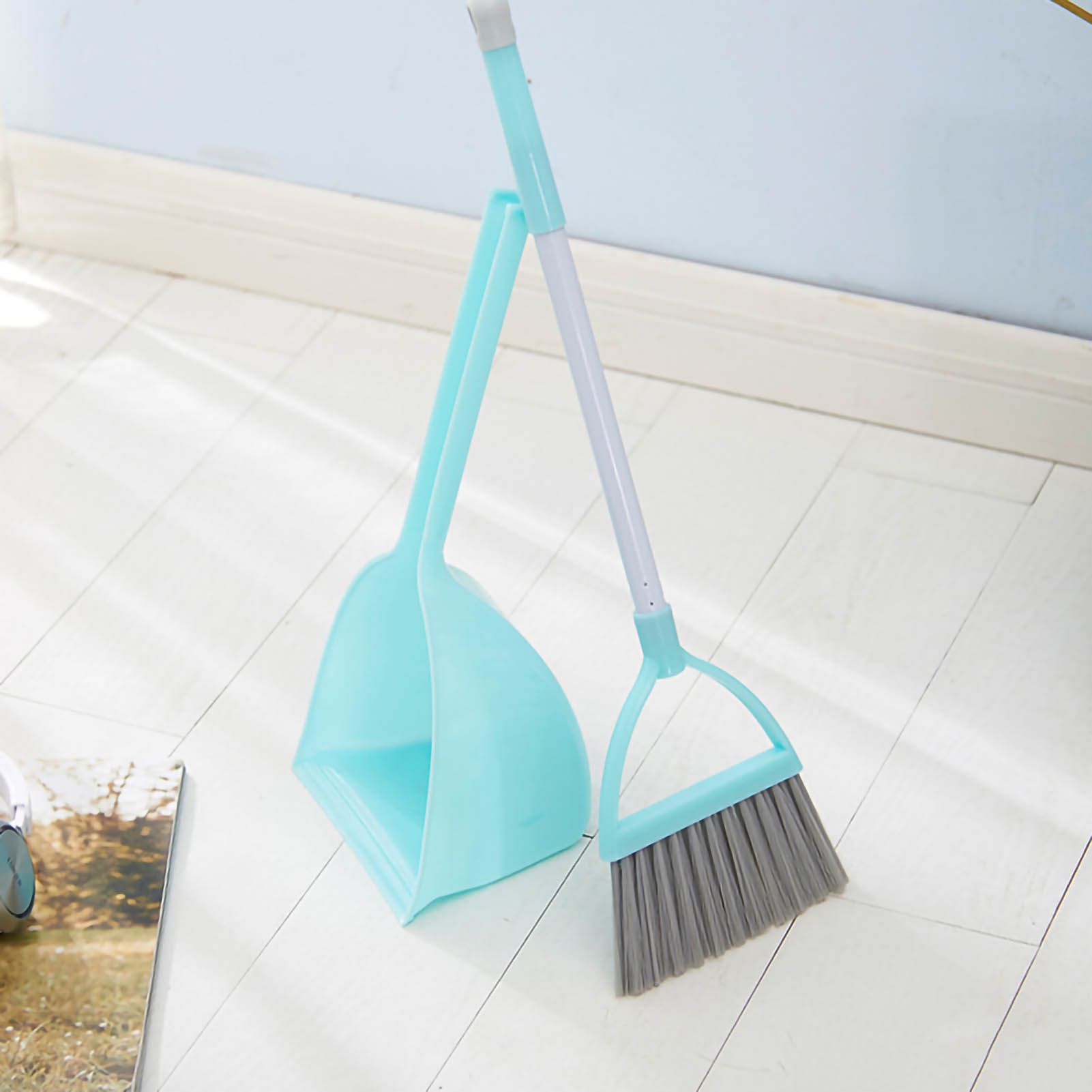 Kids Dustpan Set Soft Fur Plastic Small Broom Dustpan for Baby Kids Toys view 3