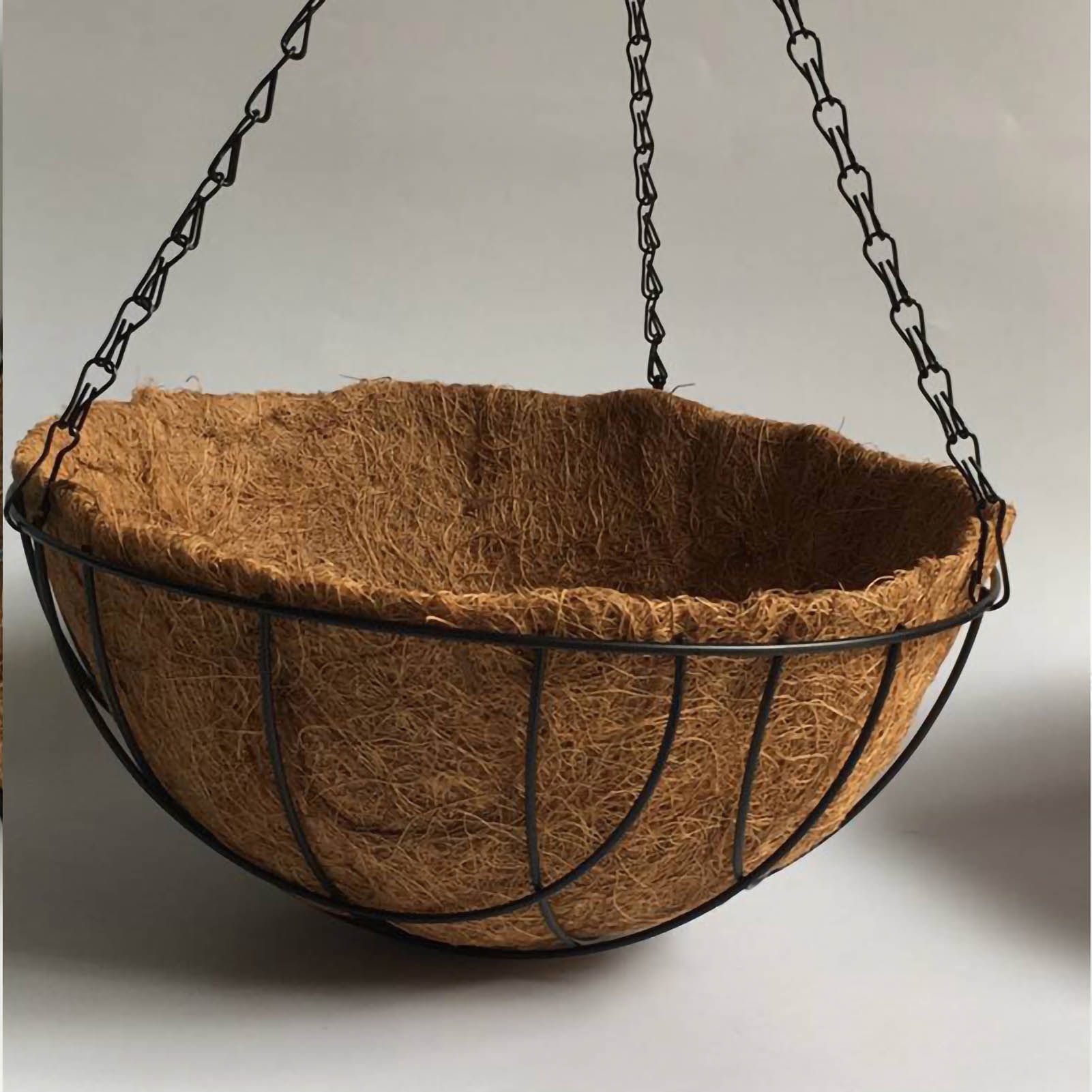 Hanging Basket Flower Pot Half Round Wire Plant Holder with Chain for Porch view 3