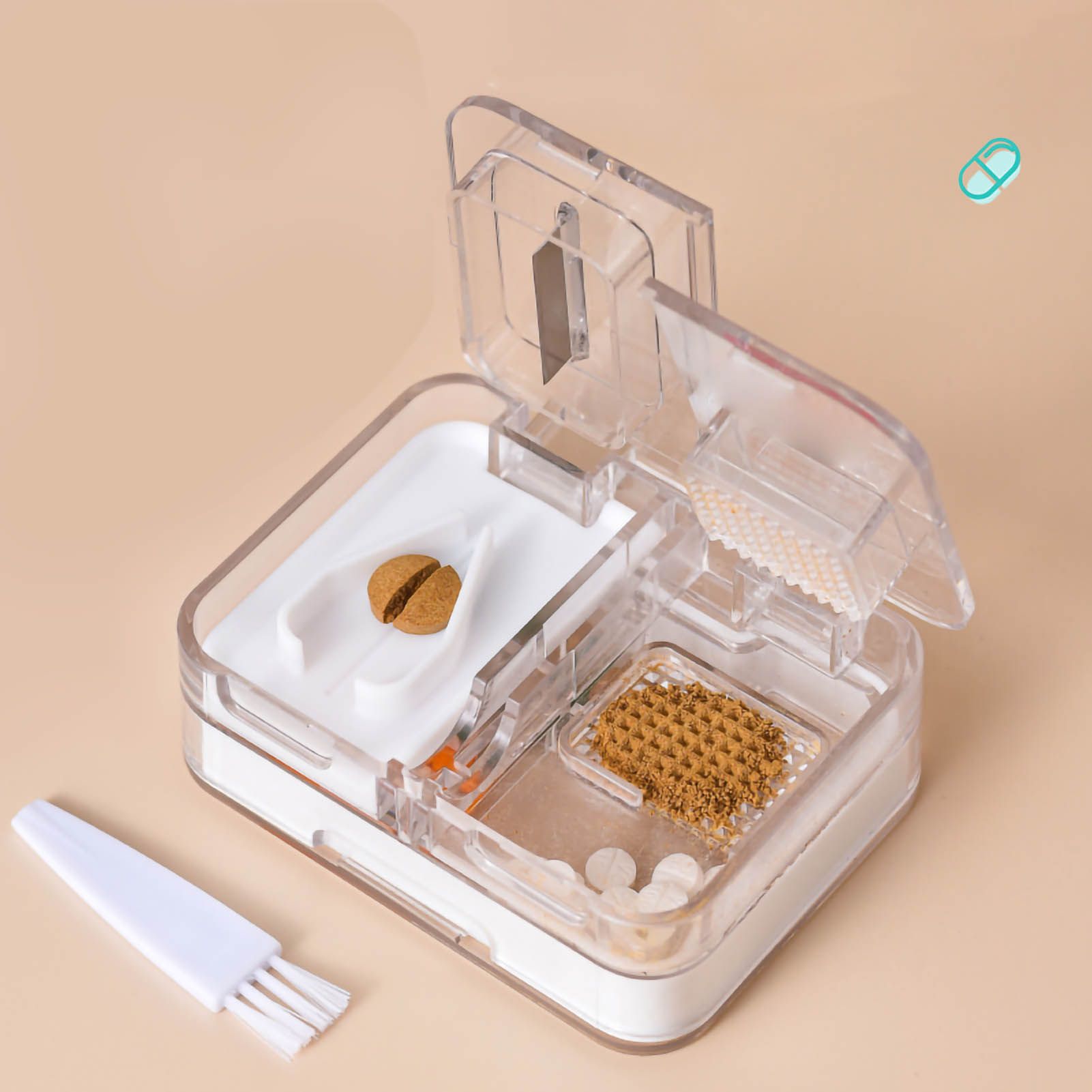 Portable Dispense Medicine Box Mini Small Pill Case Cutting Grinding Medicine view 2