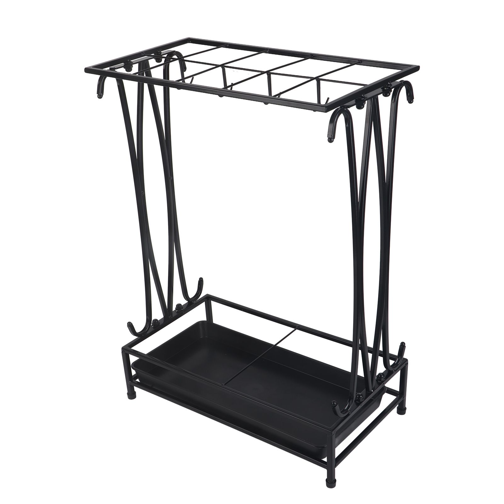 Umbrella Storage Rack Iron with Drip Tray 10 Holes 8 Hooks Umbrella Rack Stand view 3