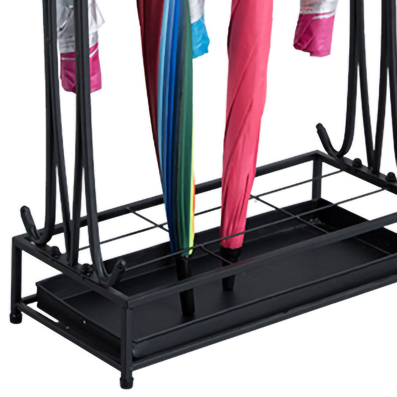Umbrella Storage Rack Iron with Drip Tray 10 Holes 8 Hooks Umbrella Rack Stand view 11