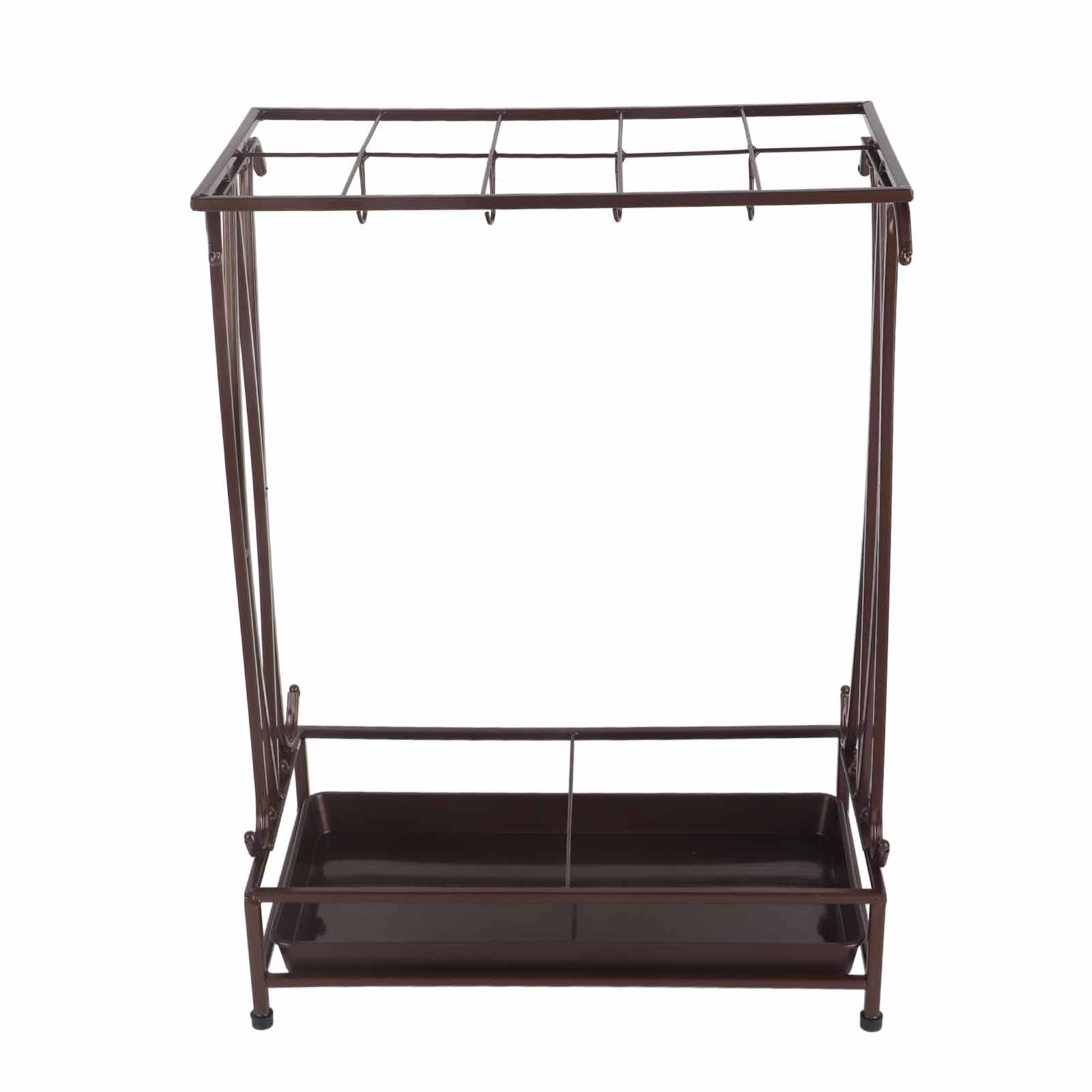Umbrella Storage Rack Iron with Drip Tray 10 Holes 8 Hooks Umbrella Rack Stand view 2