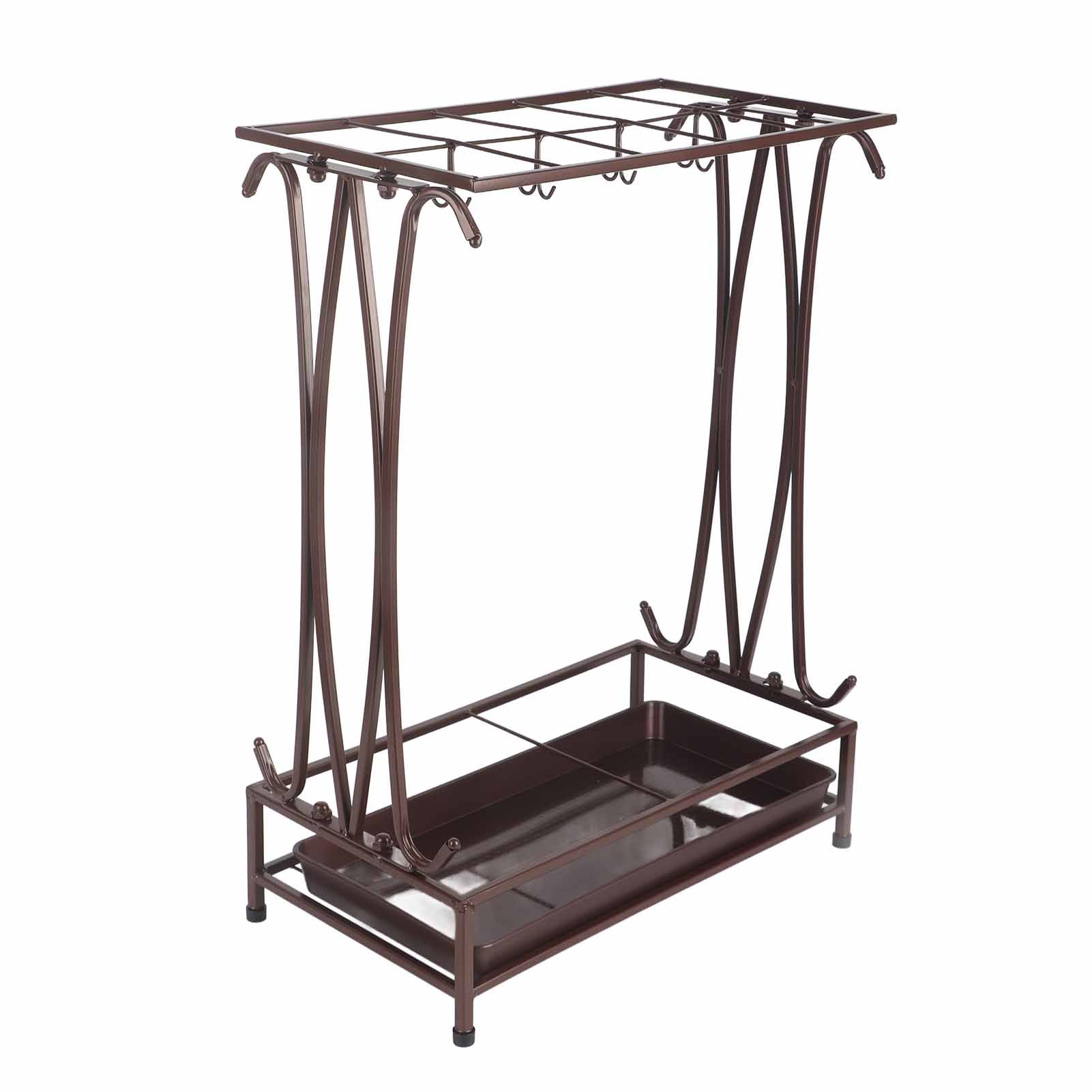 Umbrella Storage Rack Iron with Drip Tray 10 Holes 8 Hooks Umbrella Rack Stand view 3