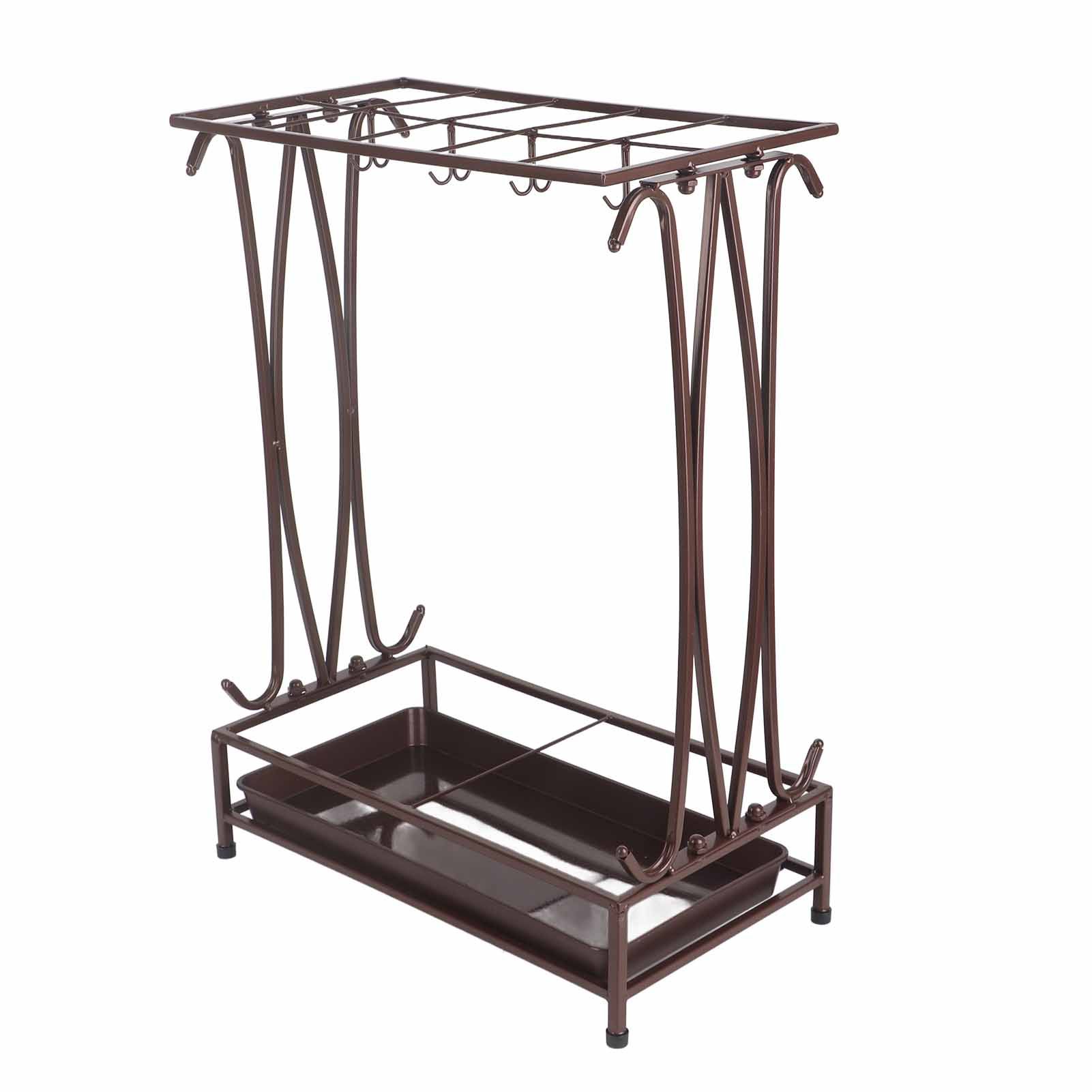 Umbrella Storage Rack Iron with Drip Tray 10 Holes 8 Hooks Umbrella Rack Stand view 4