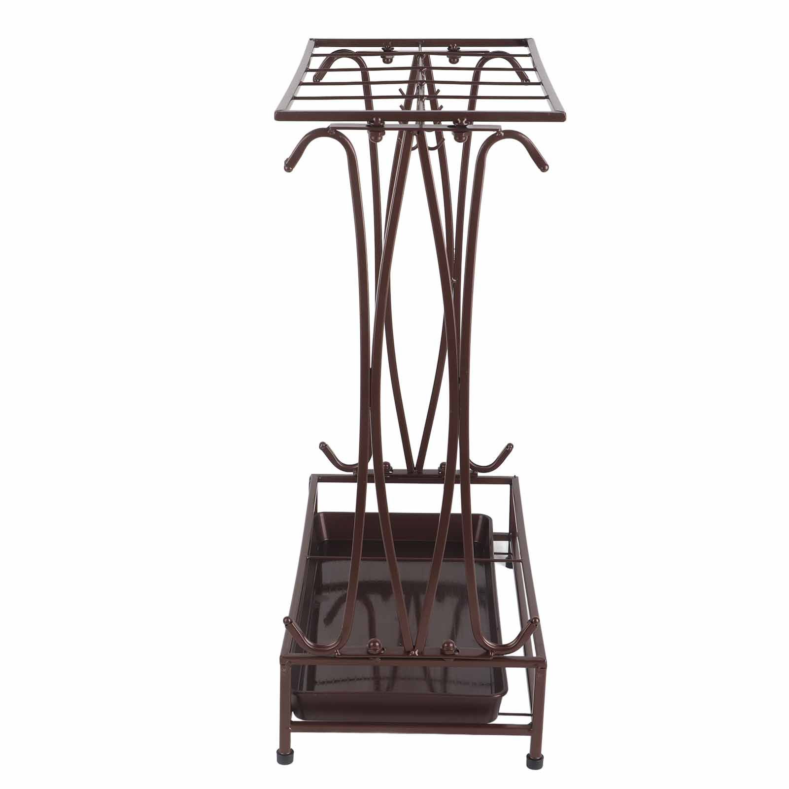 Umbrella Storage Rack Iron with Drip Tray 10 Holes 8 Hooks Umbrella Rack Stand view 5