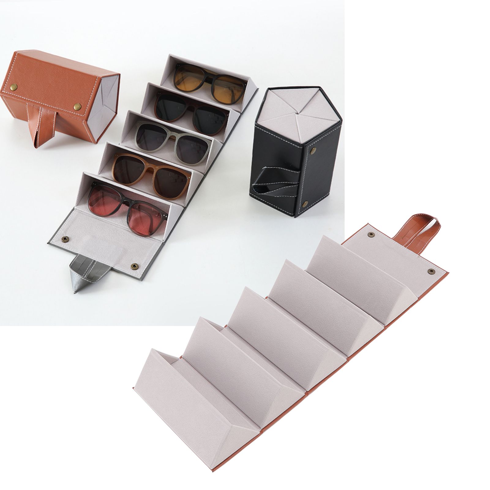 Sunglasses Organizer Case Multifunctional Multiple Slots PU Leather Travel view 12