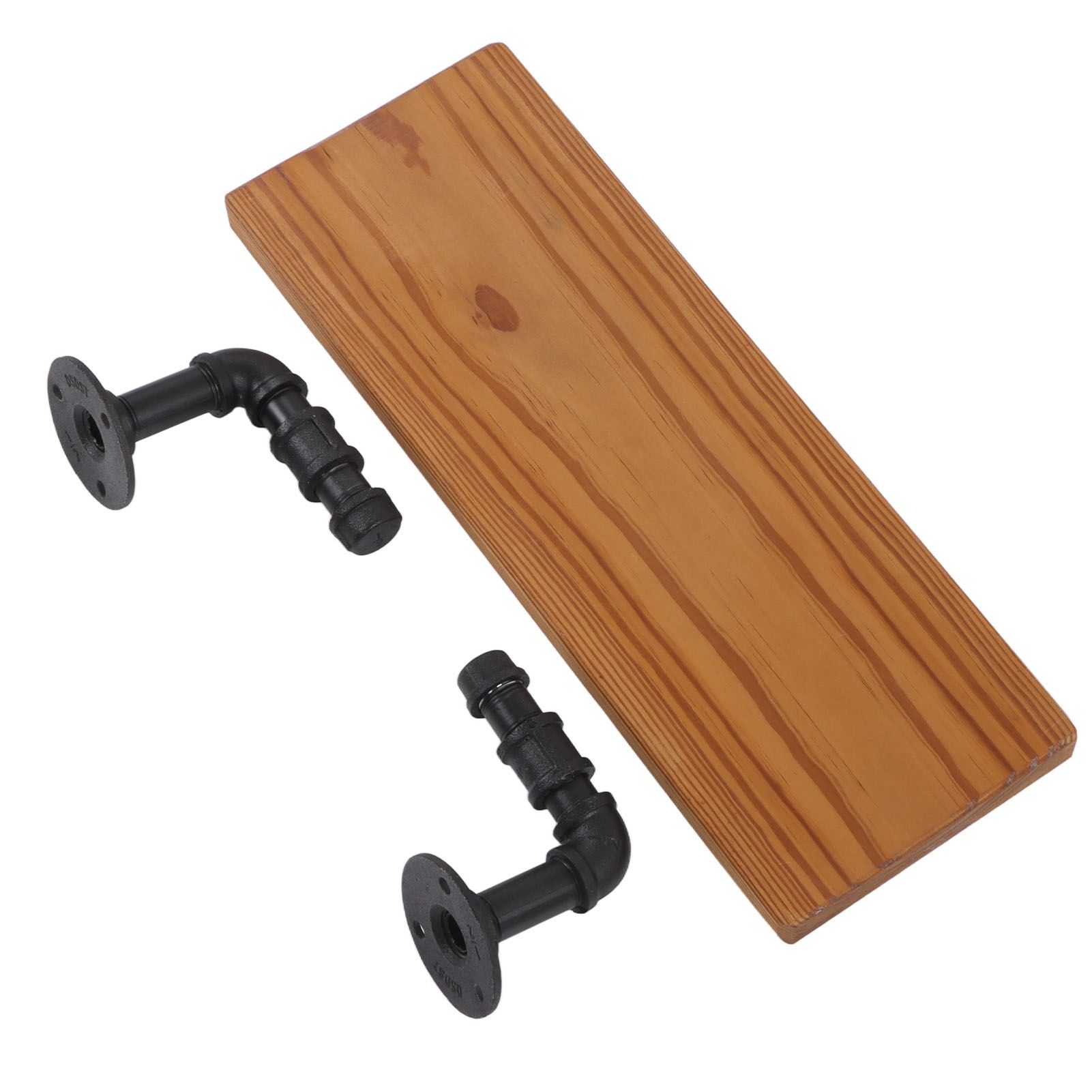 Wall Mounted Shelf Solid Wood Board Wrought Iron Pipe Retro Floating Shelves view 2